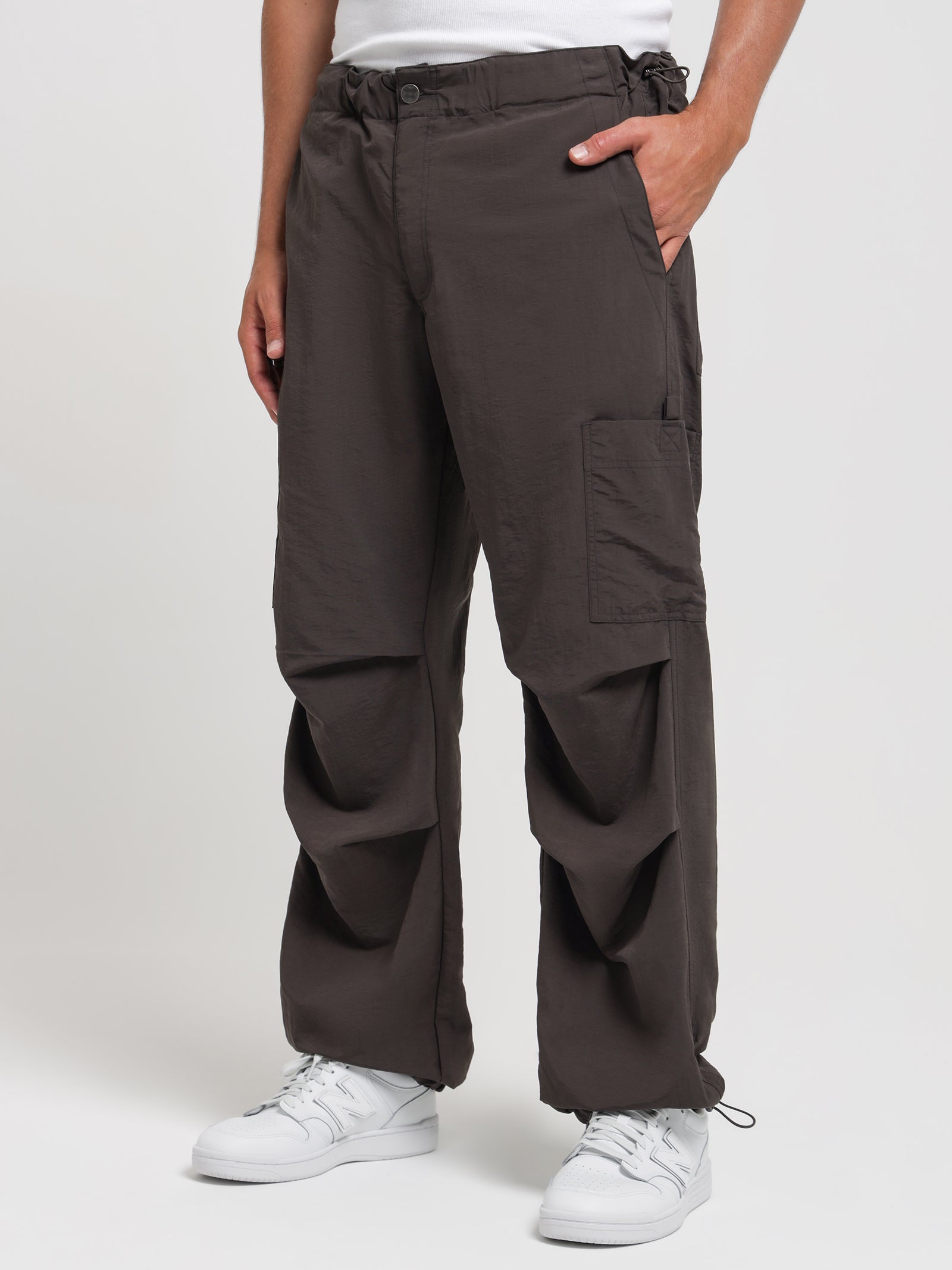 Conspiracy Parachute Pants in Obsidian Black