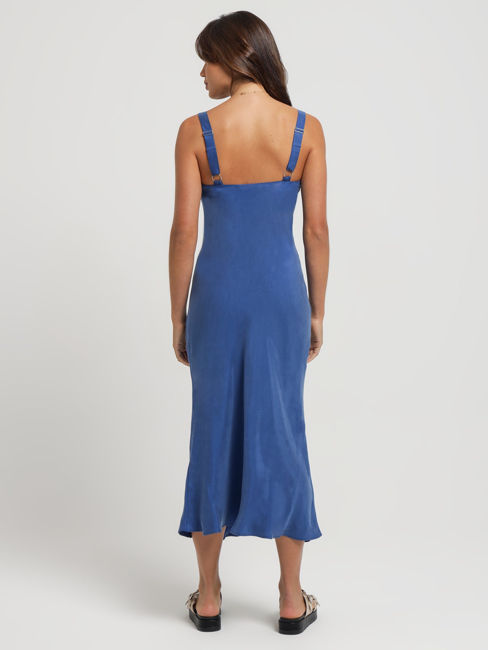 Ren Cupro Slip Dress in Ocean Blue