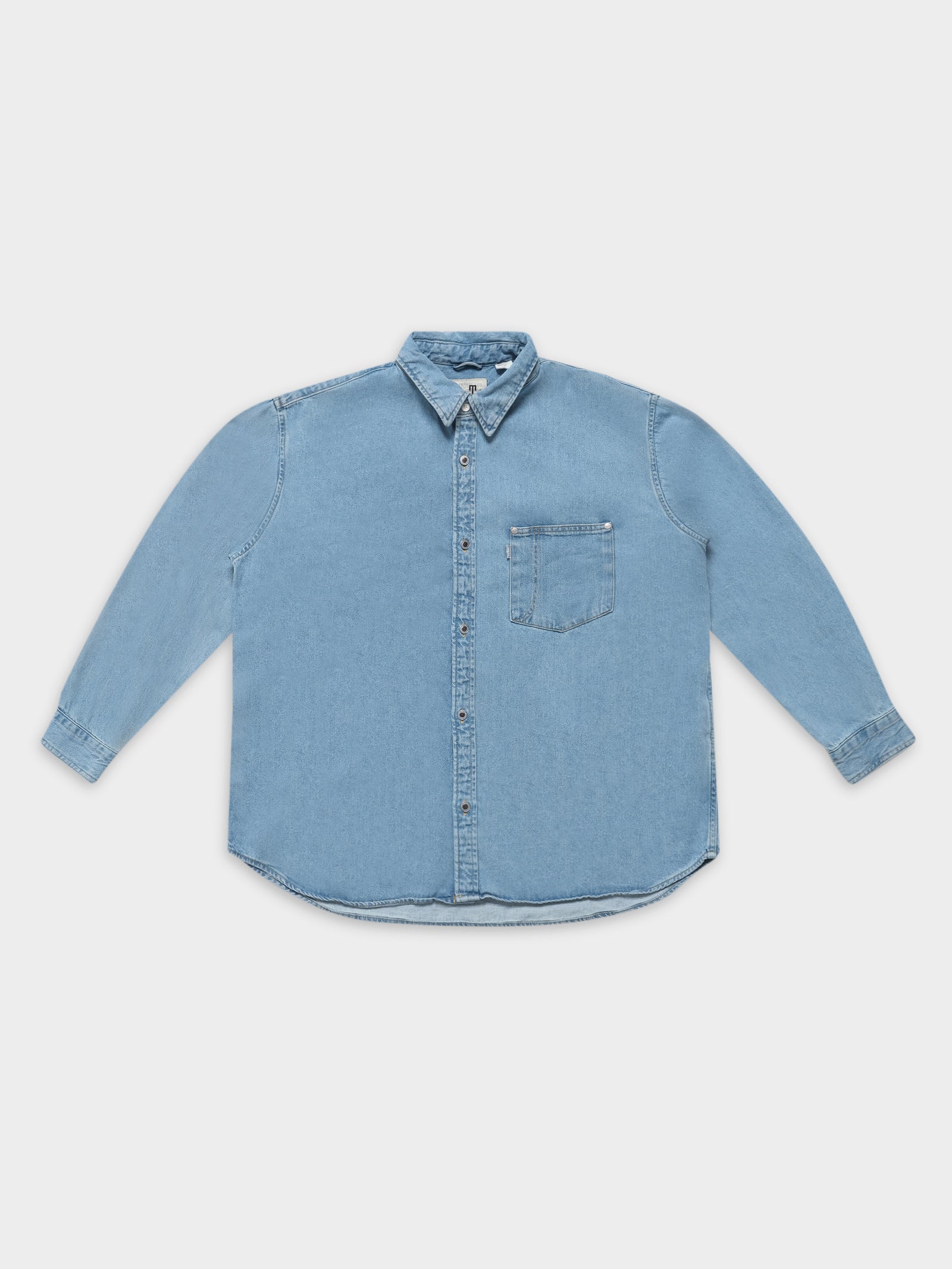 Silvertab Oversized One Pocket Shirt in Light Blue