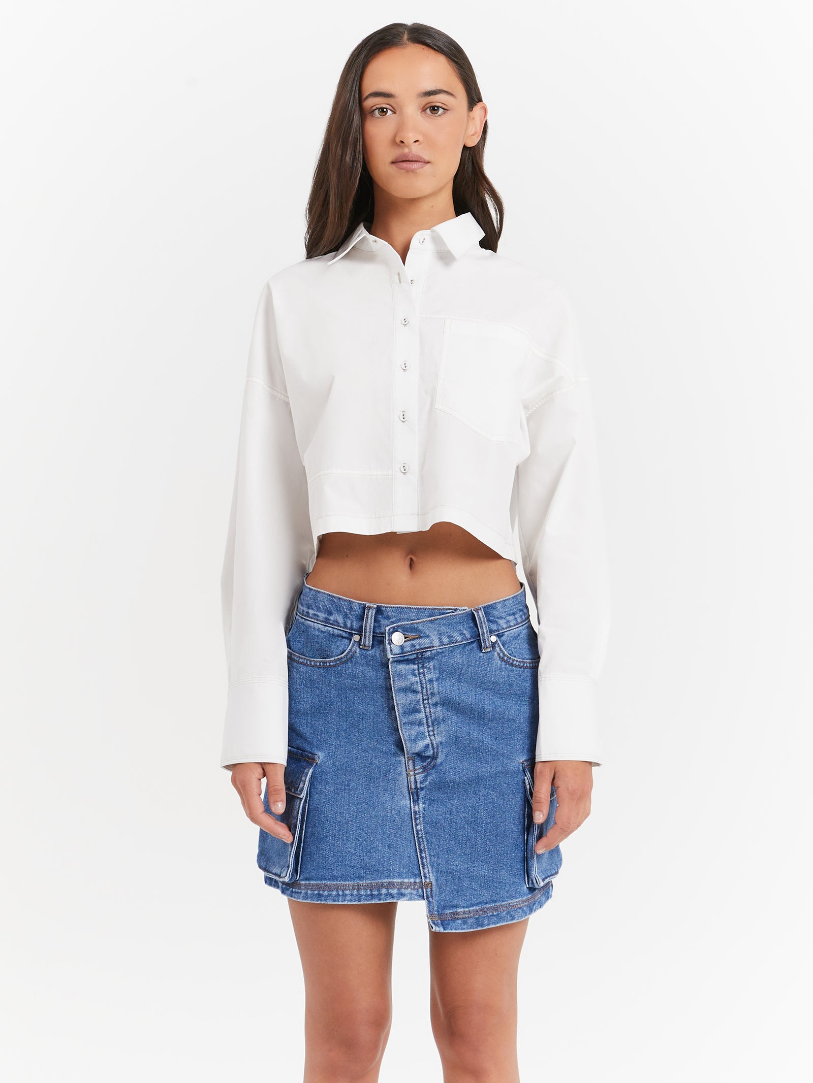 Monica Ultra Crop Shirt in Off White