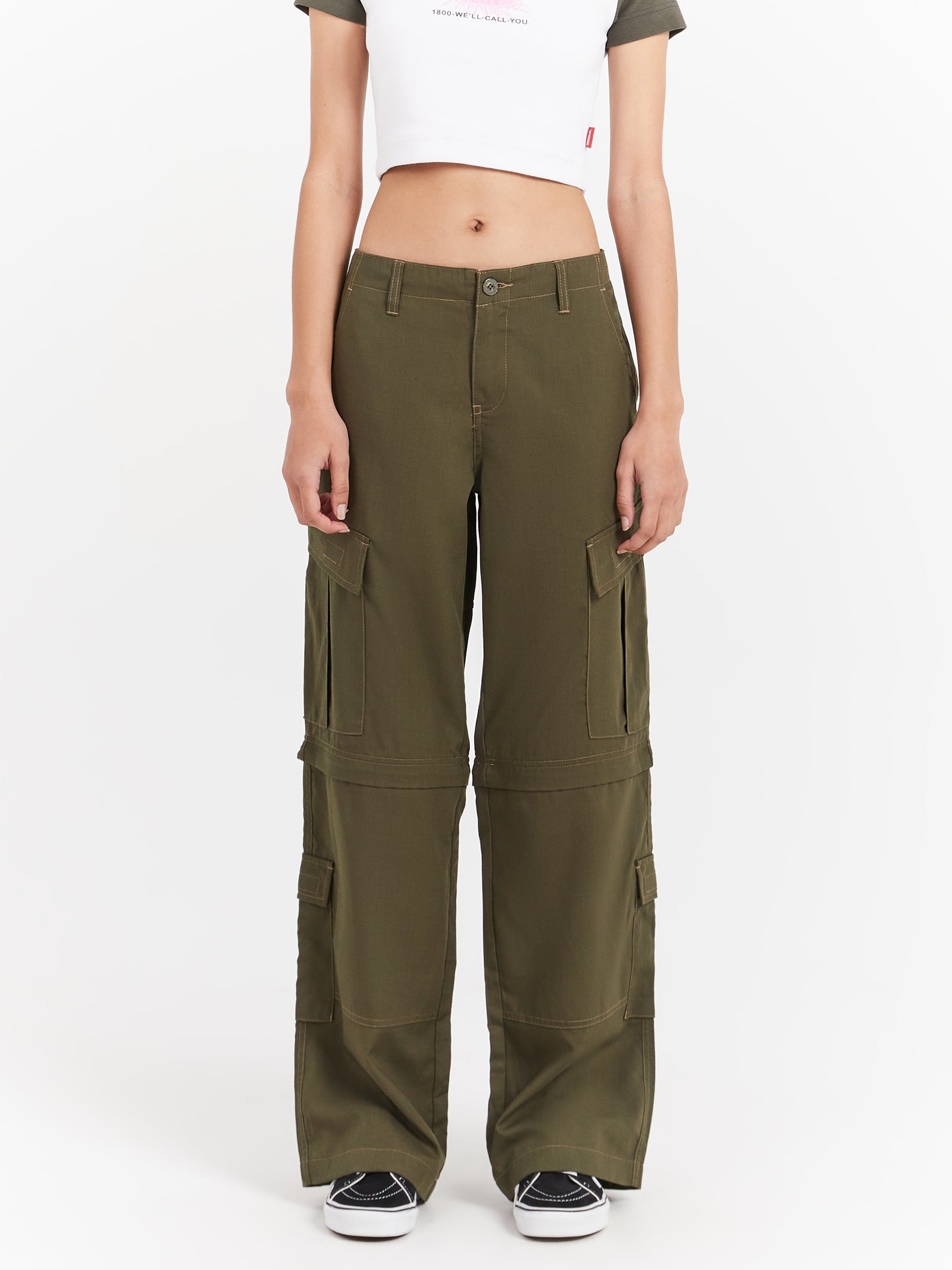 Recreation Zip Off Cargo Pants in Jungle Green