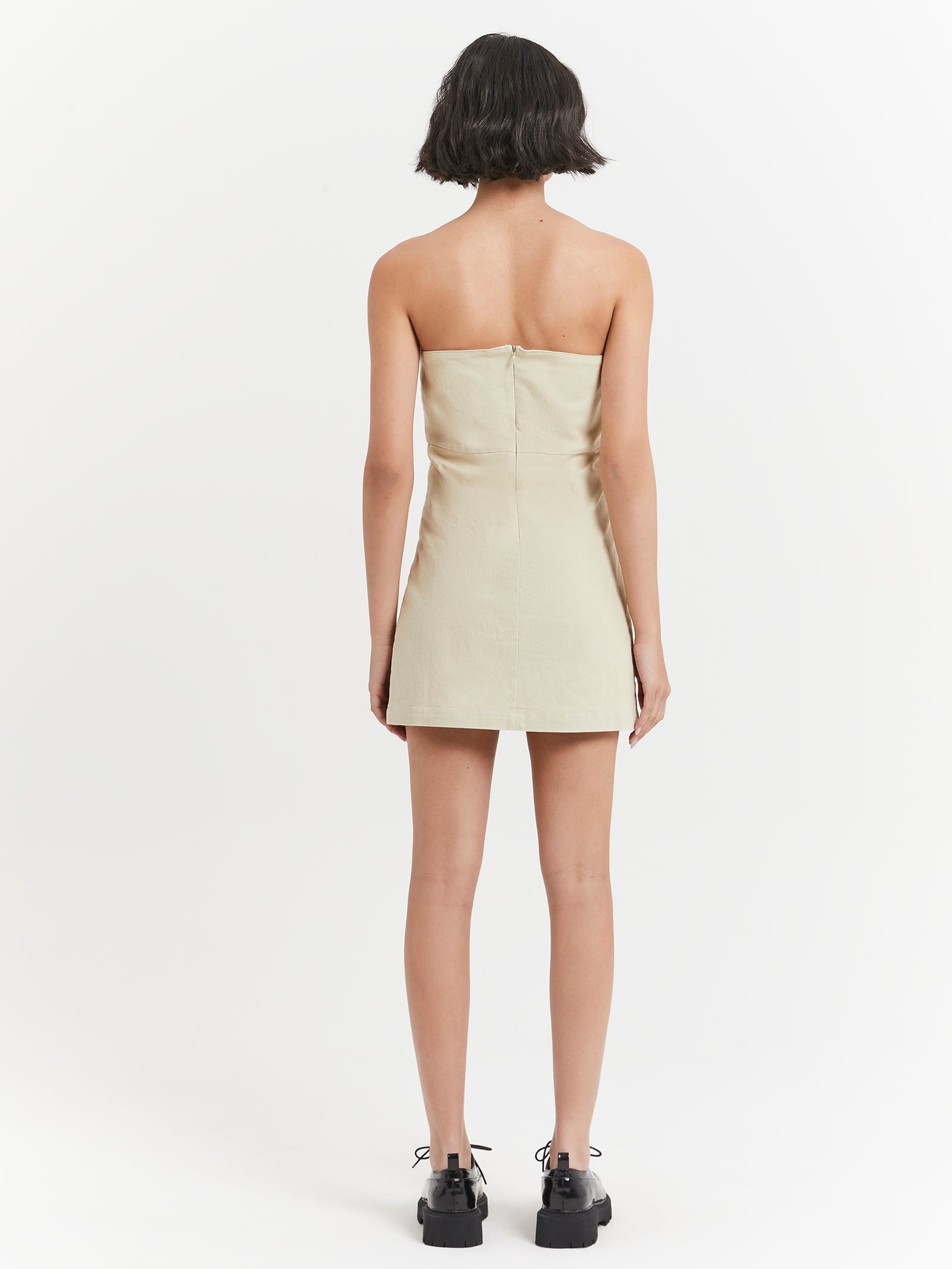 Carey Strapless Mini Dress in Oatmeal