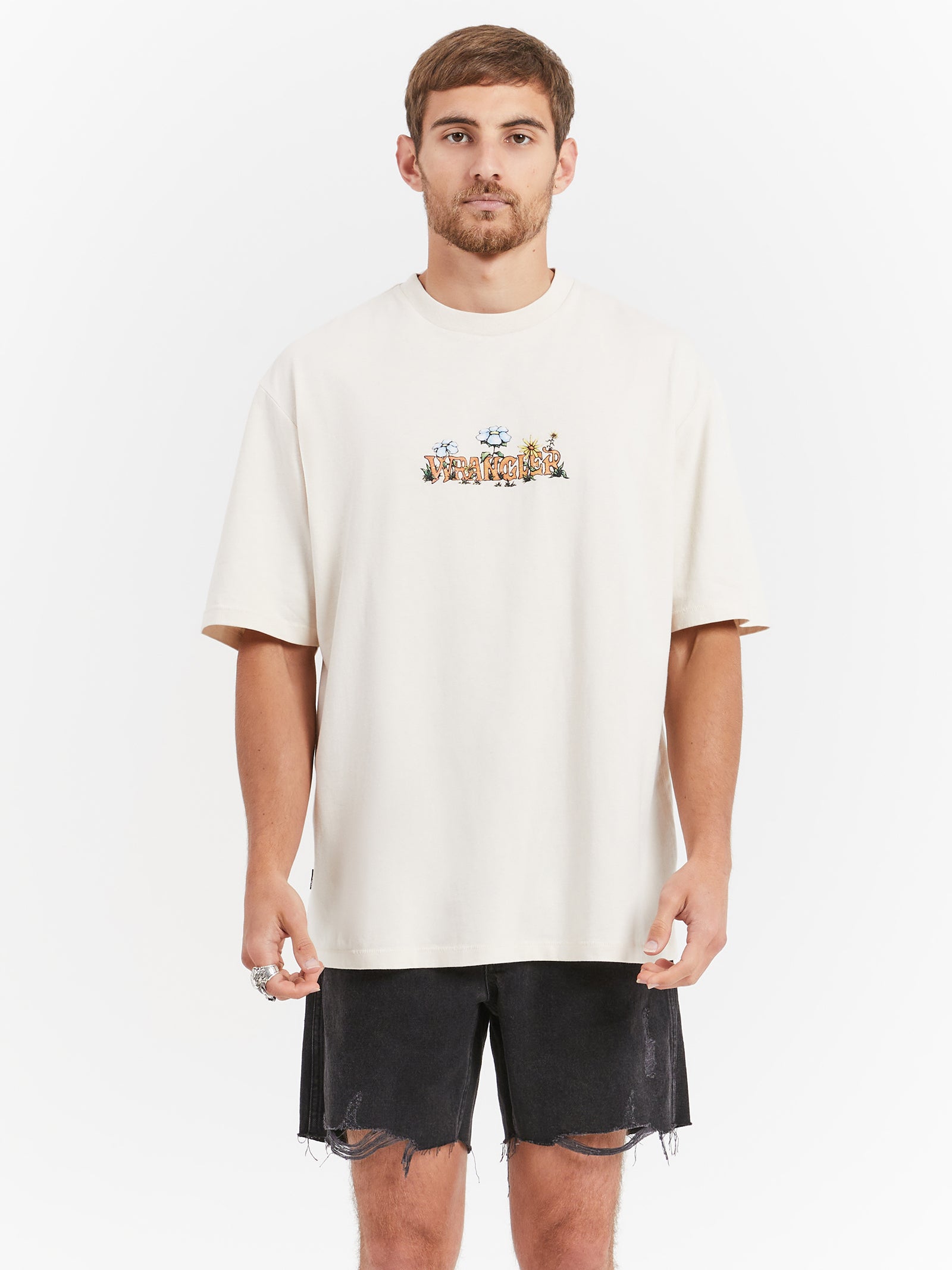 Flowers Slacker T-Shirt in Ecru