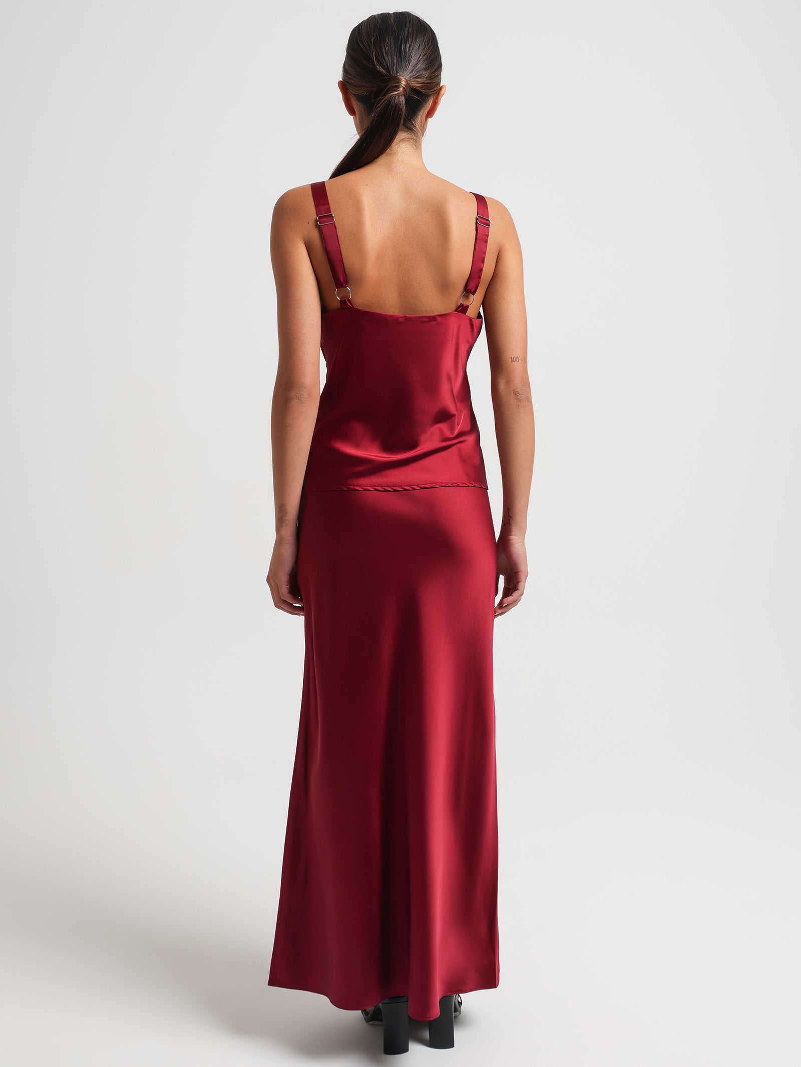 Maddison Slip Skirt in Merlot