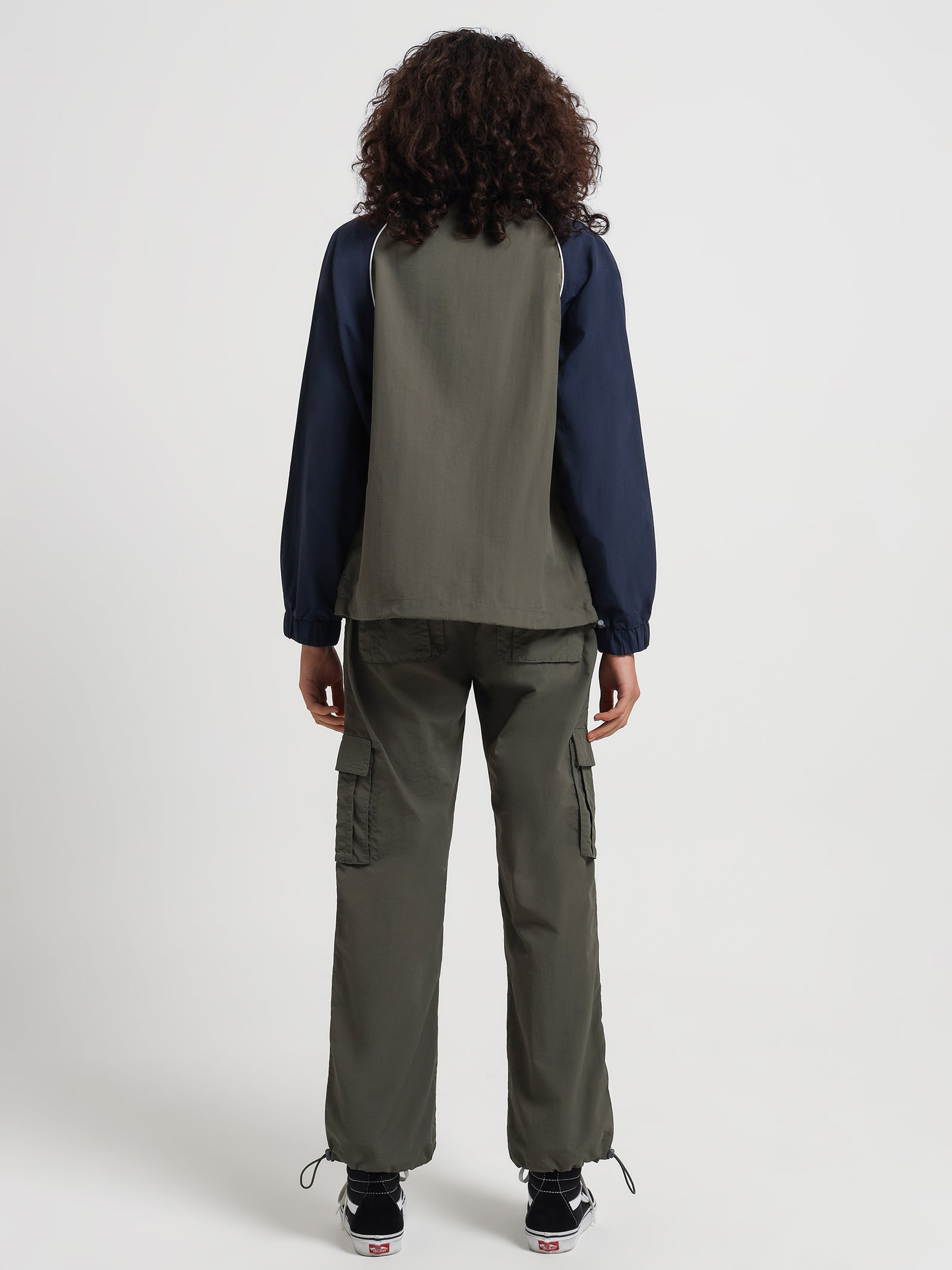 Panelled Nylon Jacket in Sage