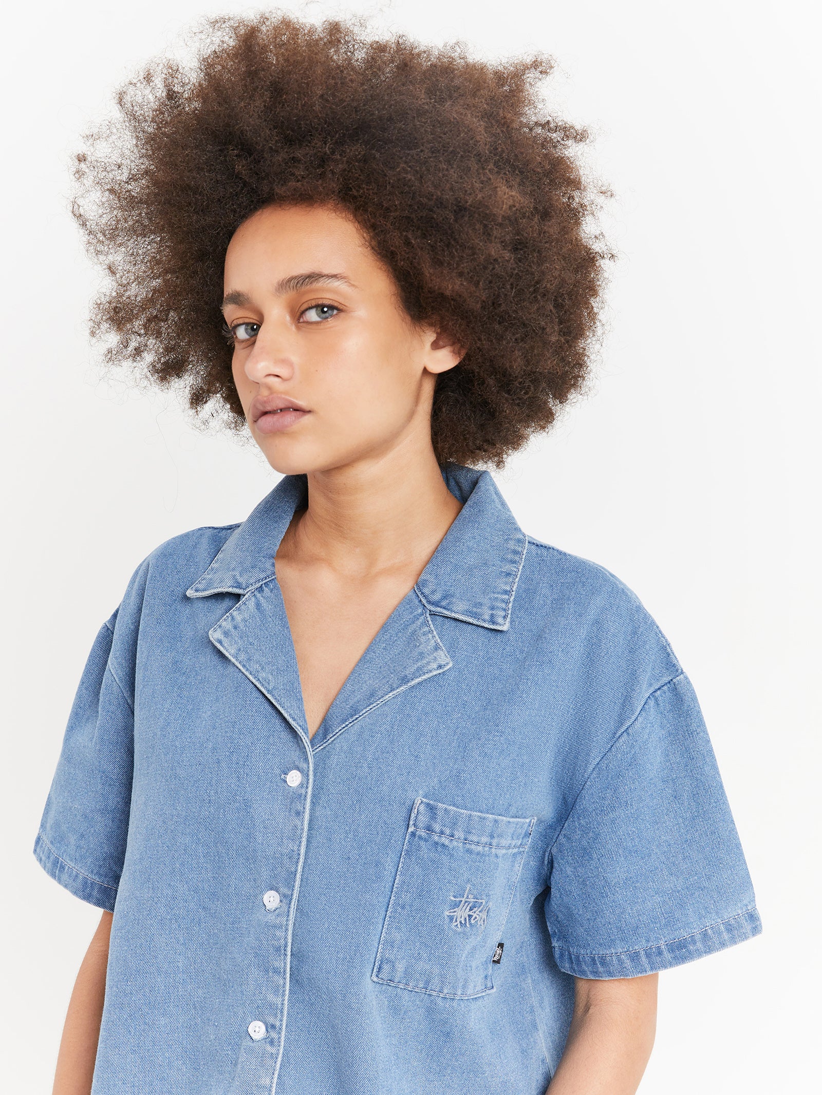 Denim Oversized Shirt in Mid Blue