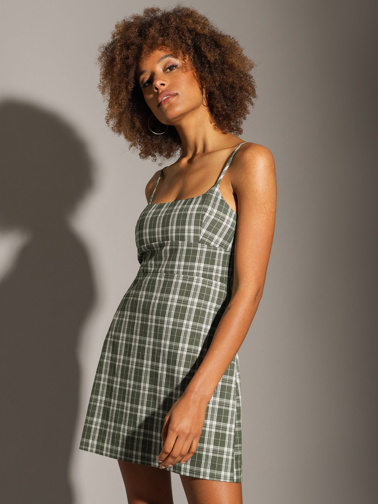 Marina Mini Dress in Sage Check