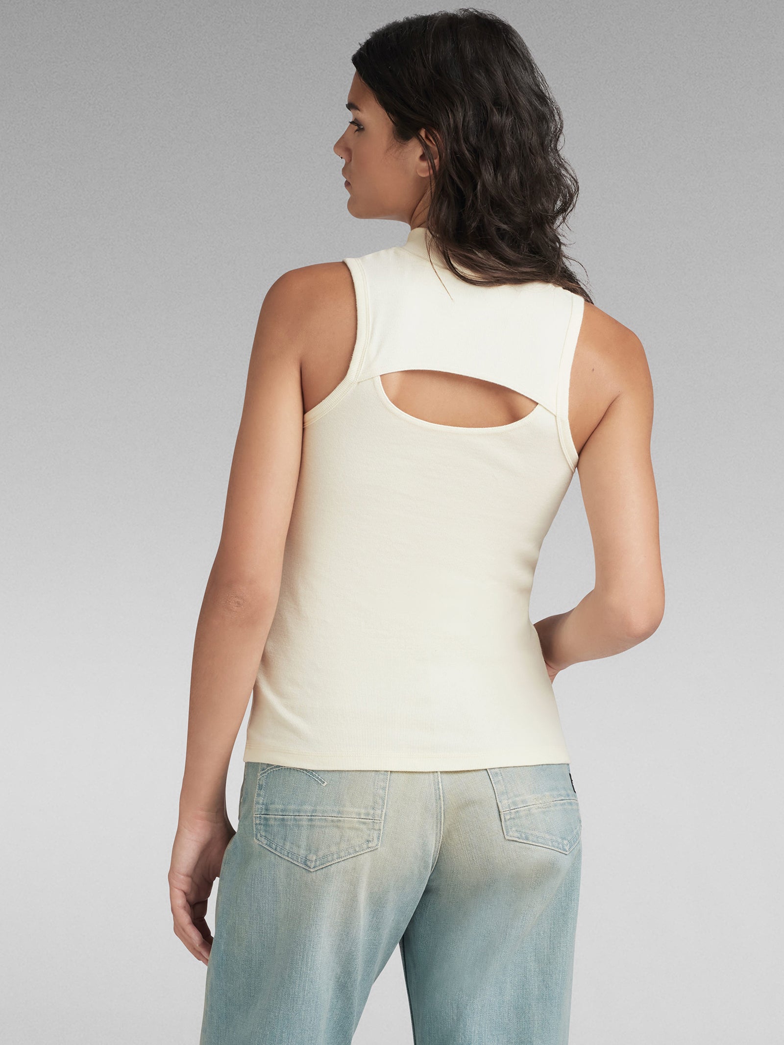 Open Back Mock Slim T-Shirt