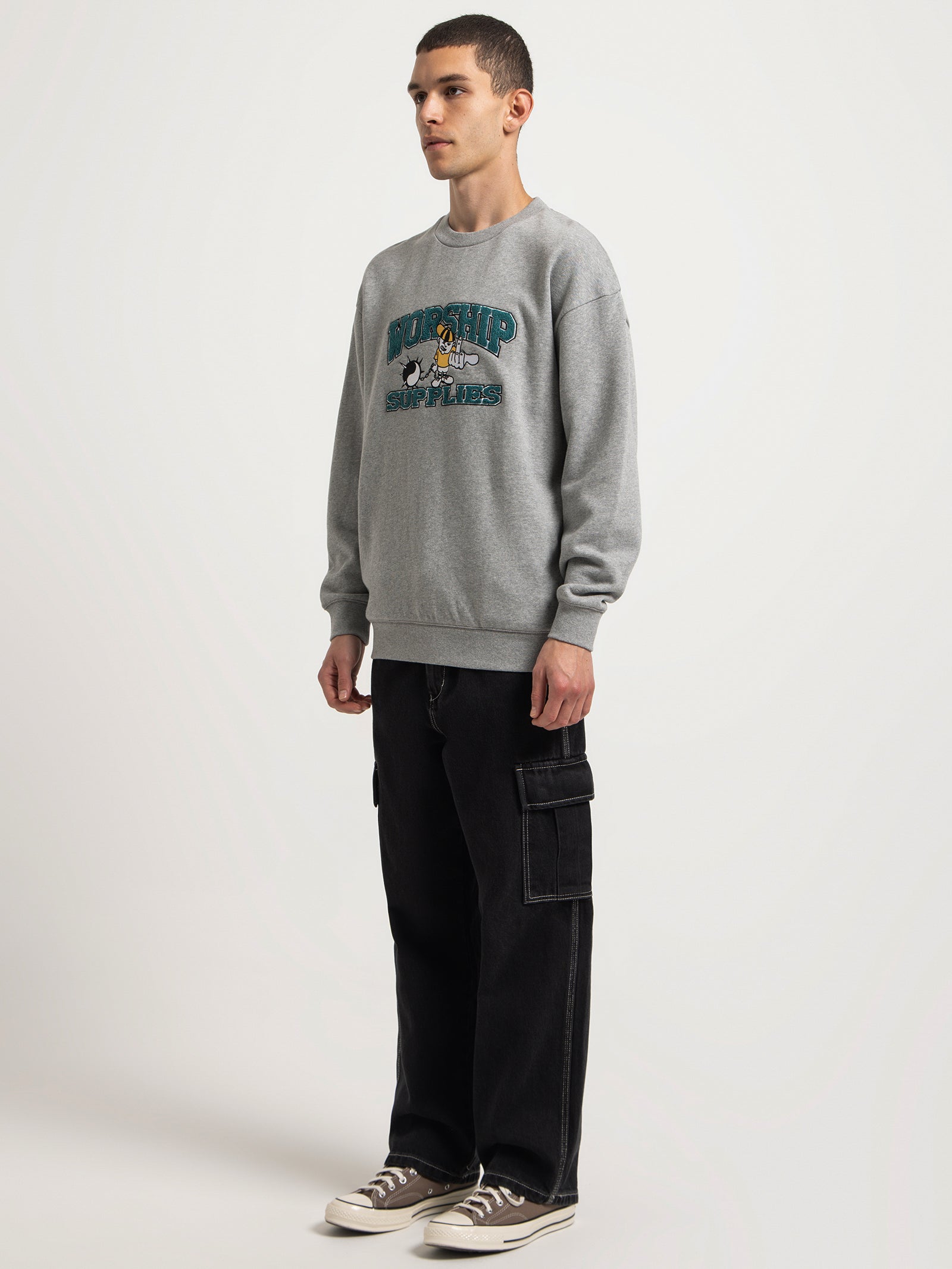 Freshman Crew Fleece in Grey Marle