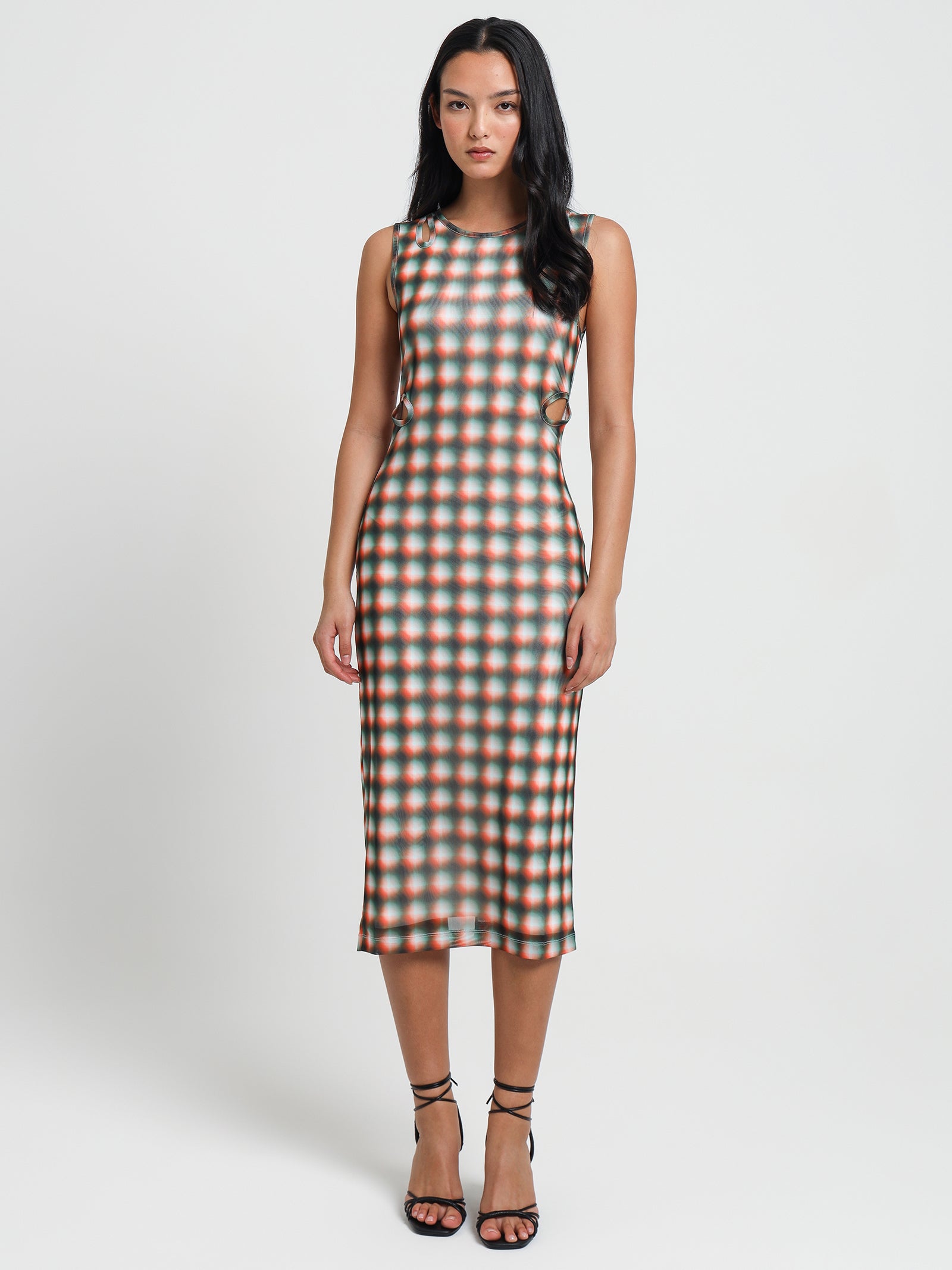 Leomie Mesh Midi Dress in Strobe