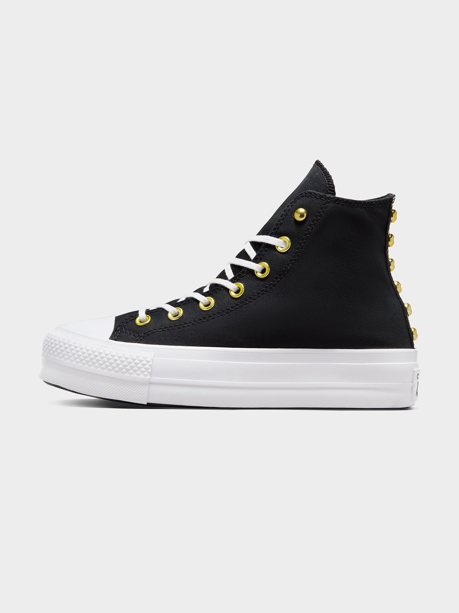 Womens Chuck Taylor All Star Lift Star Studded High Top Sneakers in Black & White