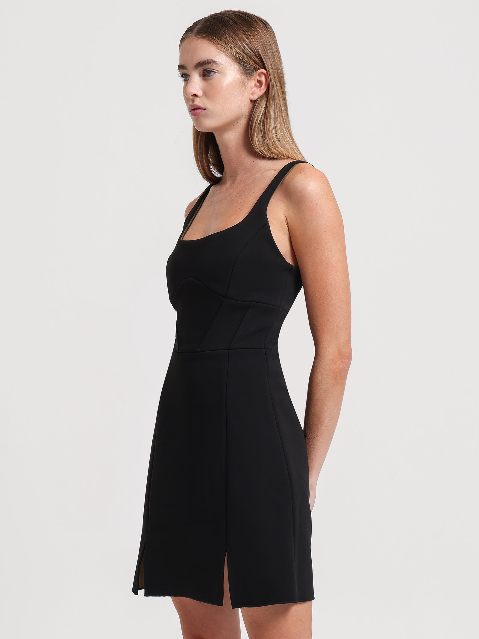 Iesha Bonded Mini Dress in Black