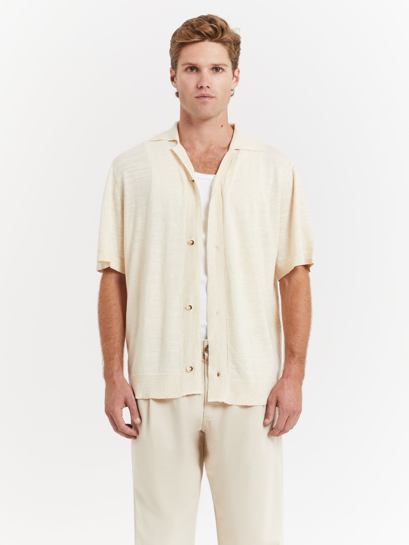 Mercer Knit Shirt in Vanilla Marle