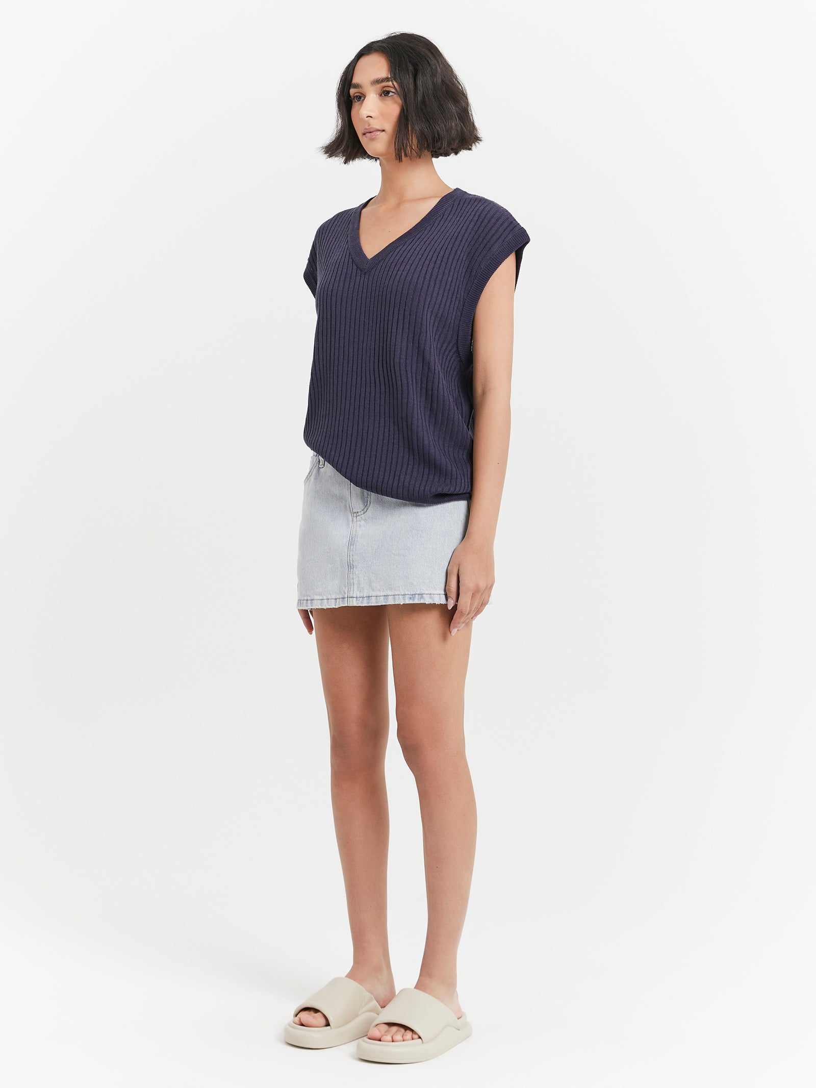 Sophie Denim Skirt in Faded Dust Blue