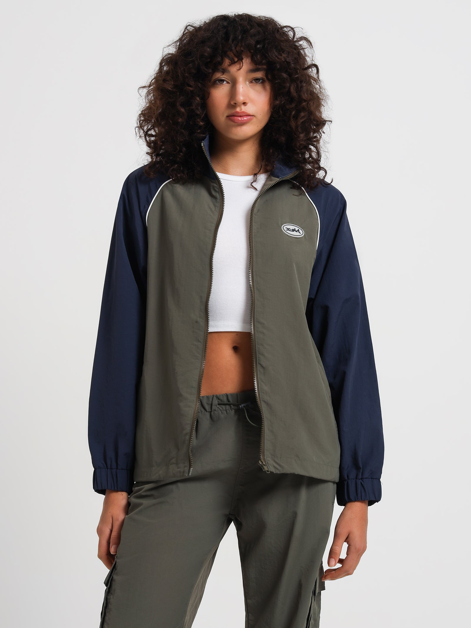 Panelled Nylon Jacket in Sage