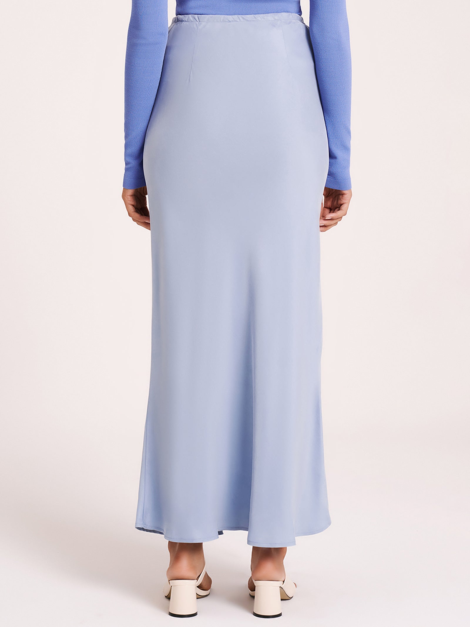 Hayz Cupro Maxi Skirt in Sky Blue