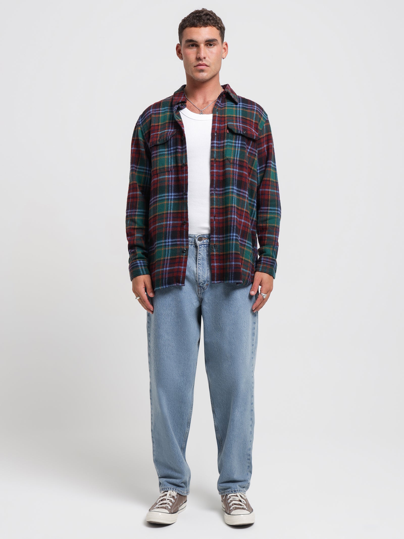 Jackson Worker Shirt in Ferdinand Plaid Evergreen