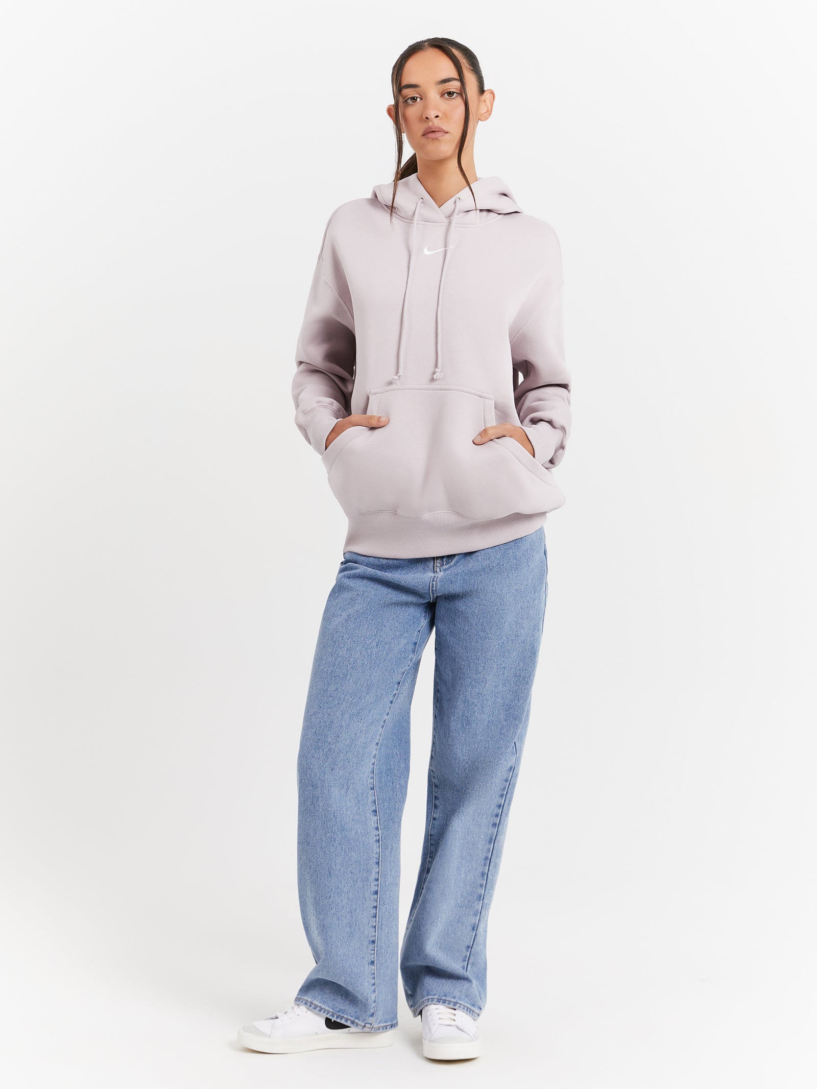 Nike Sportswear Phoenix Fleece Oversized Pullover Hoodie in Platinum Violet & Sail