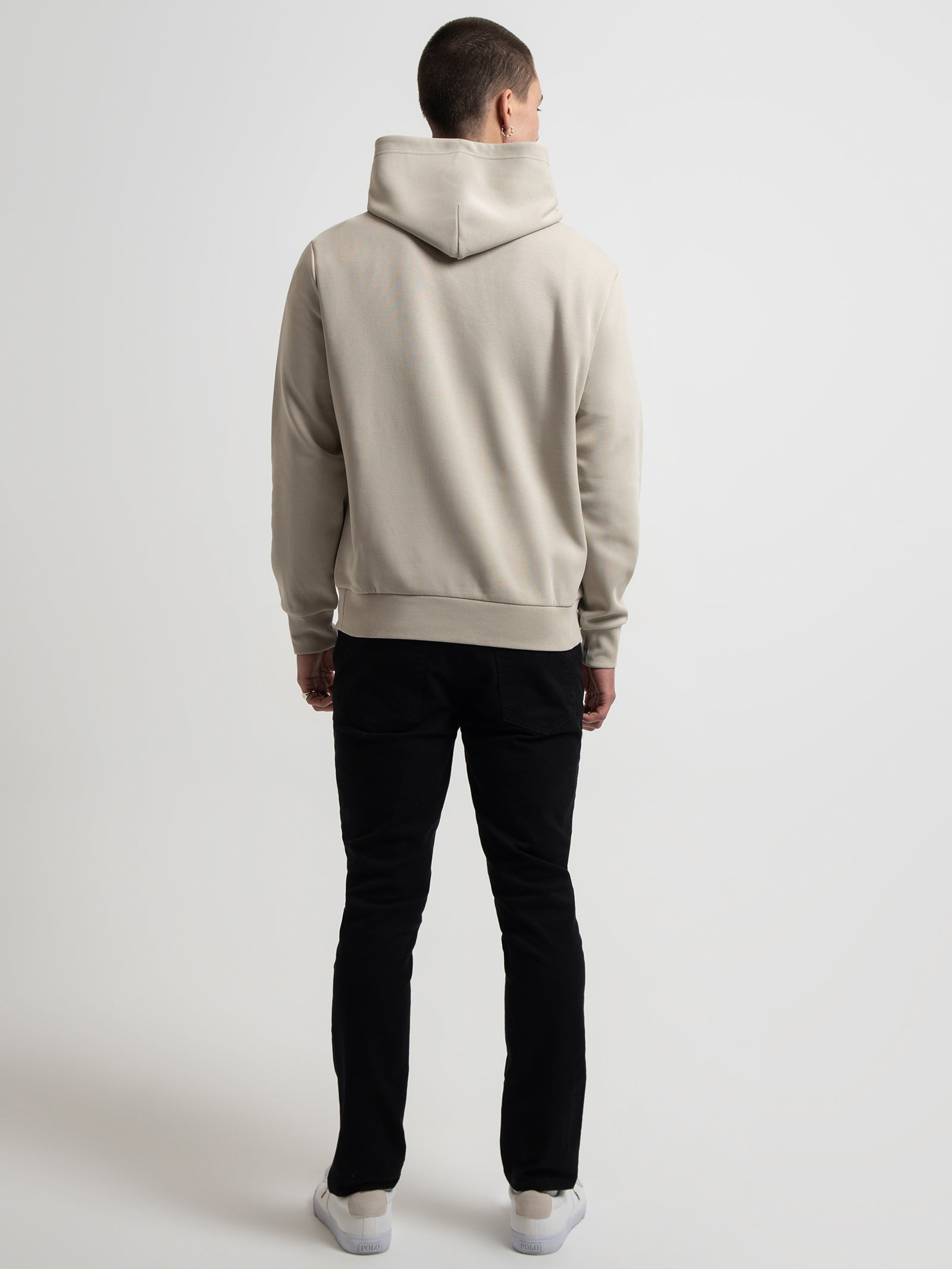 Centre Logo Hoodie in Stone Beige