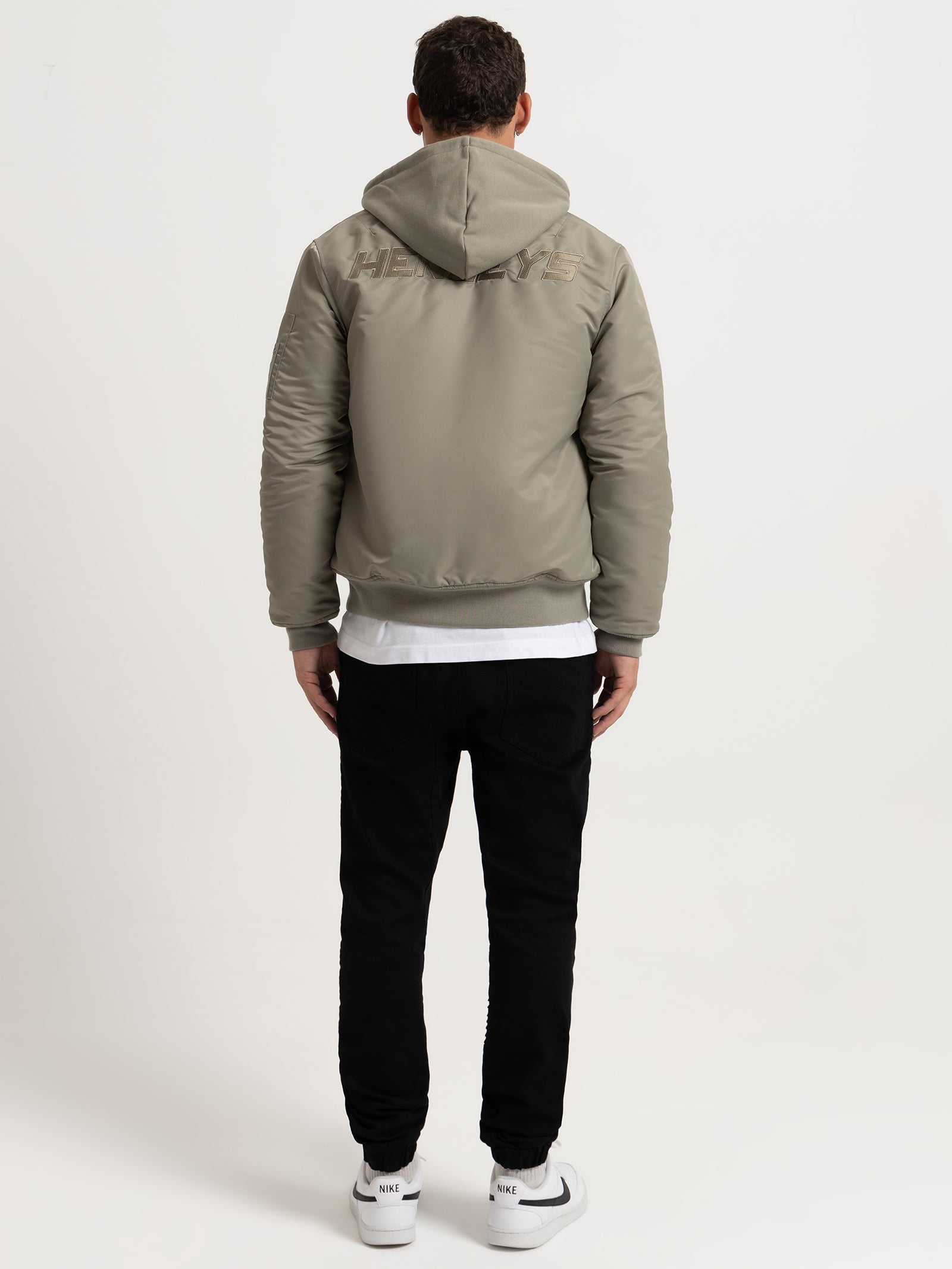 Overdrive Hooded Bomber Jacket in Olive