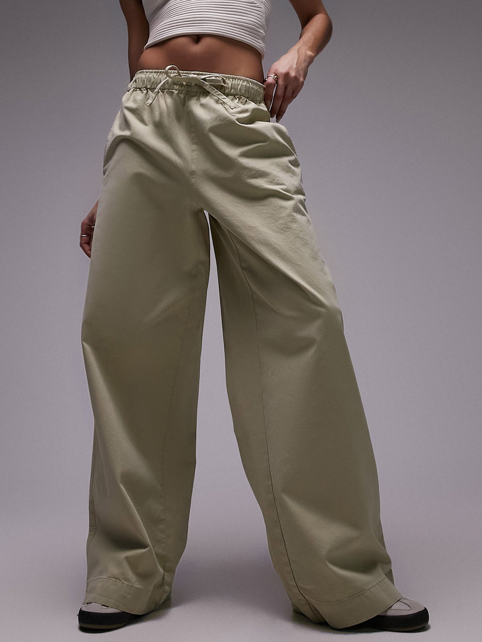 Casual Draw Cord Waist Straight Leg Trouser