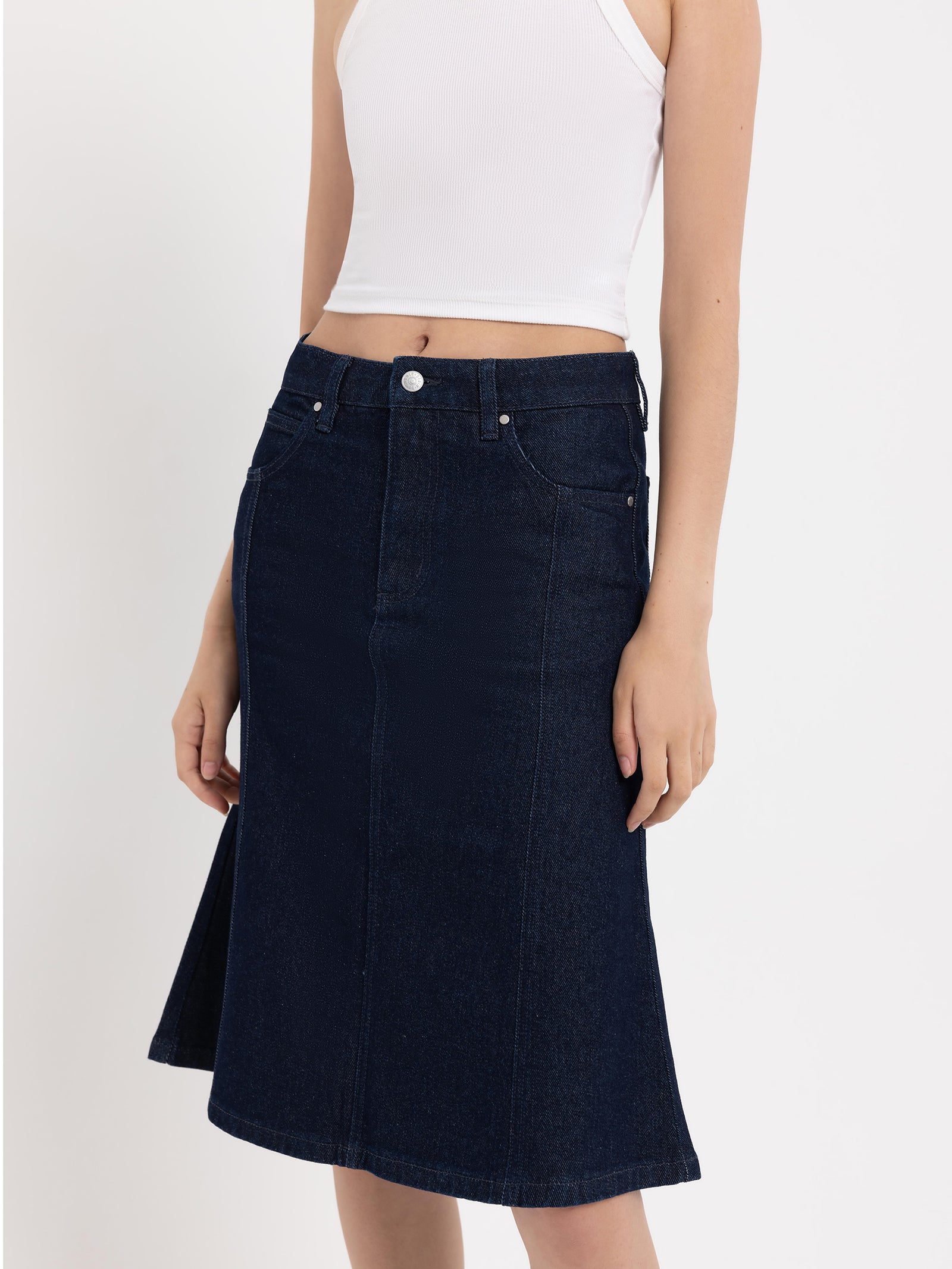 Alma Denim Midi Skirt