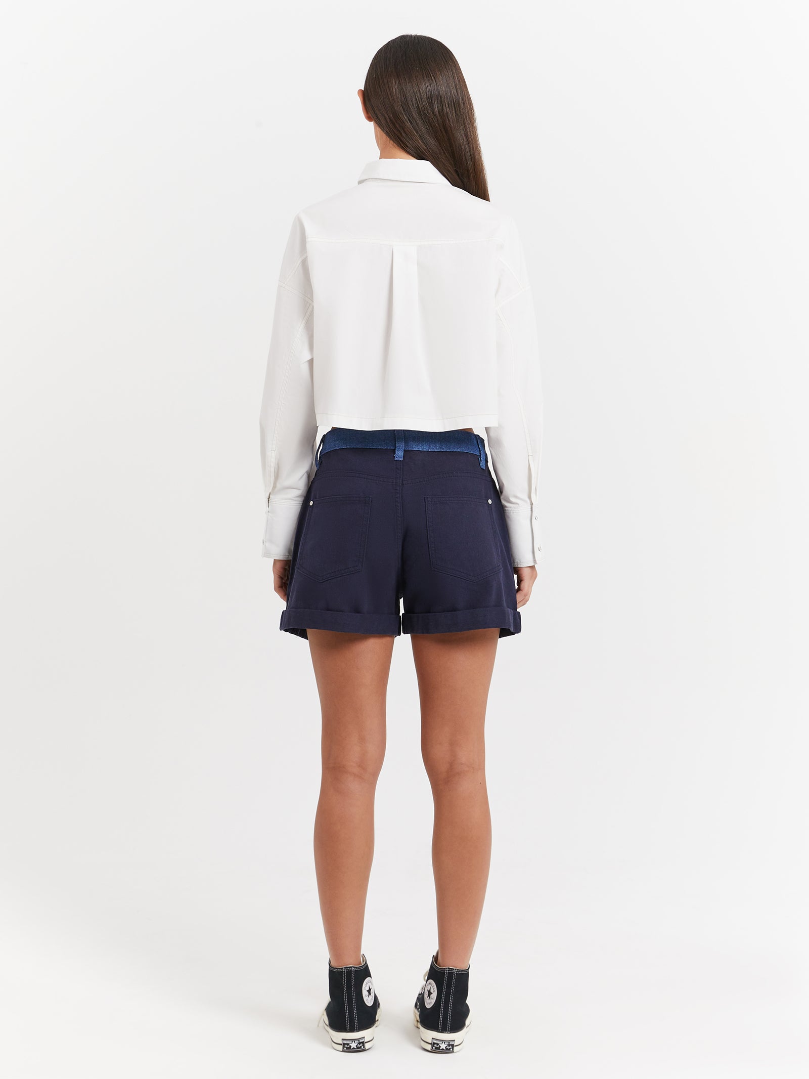 Tari Pleated Shorts in Indigo Blue