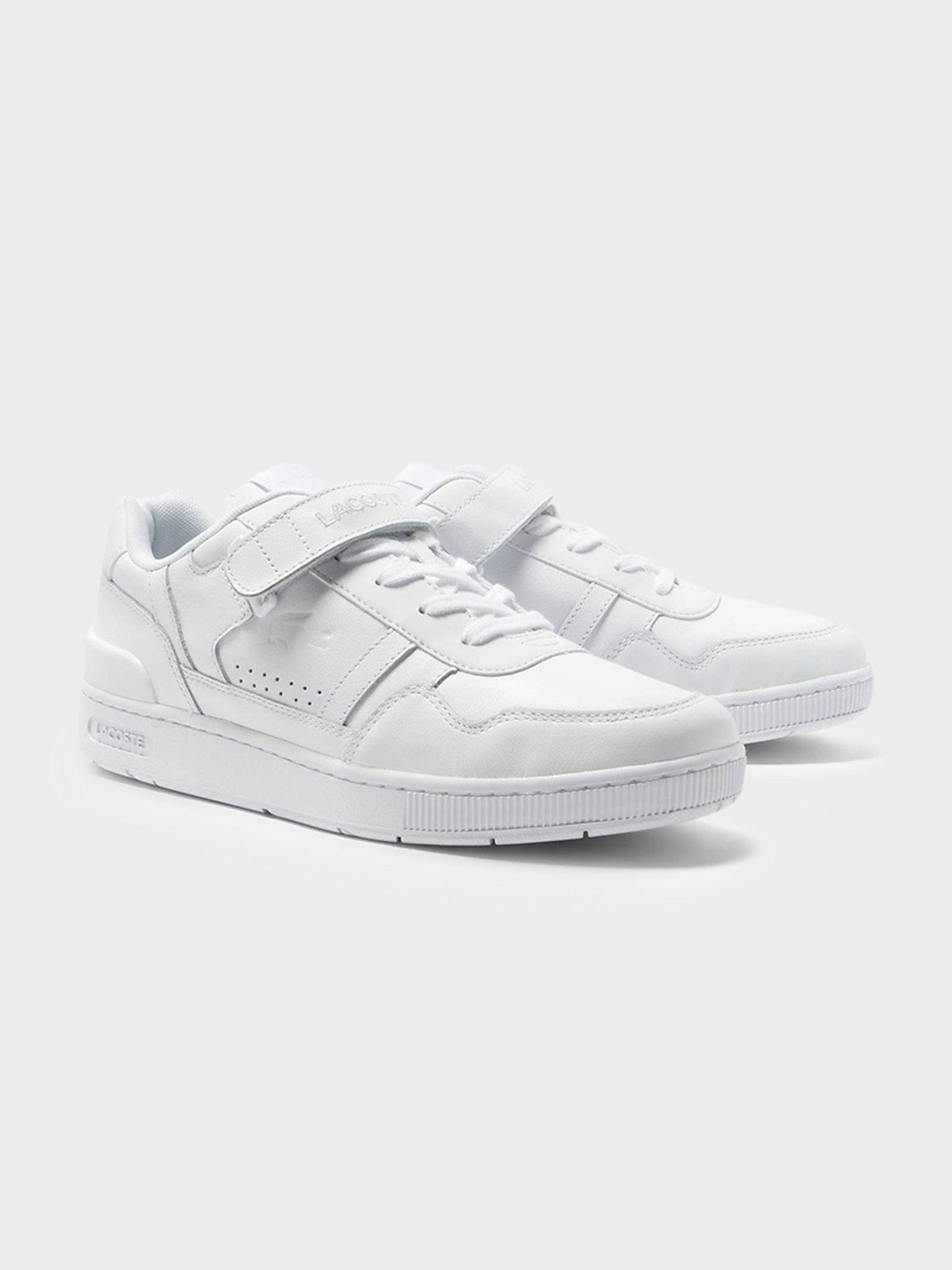 Mens T-Clip Velcro Sneakers in White