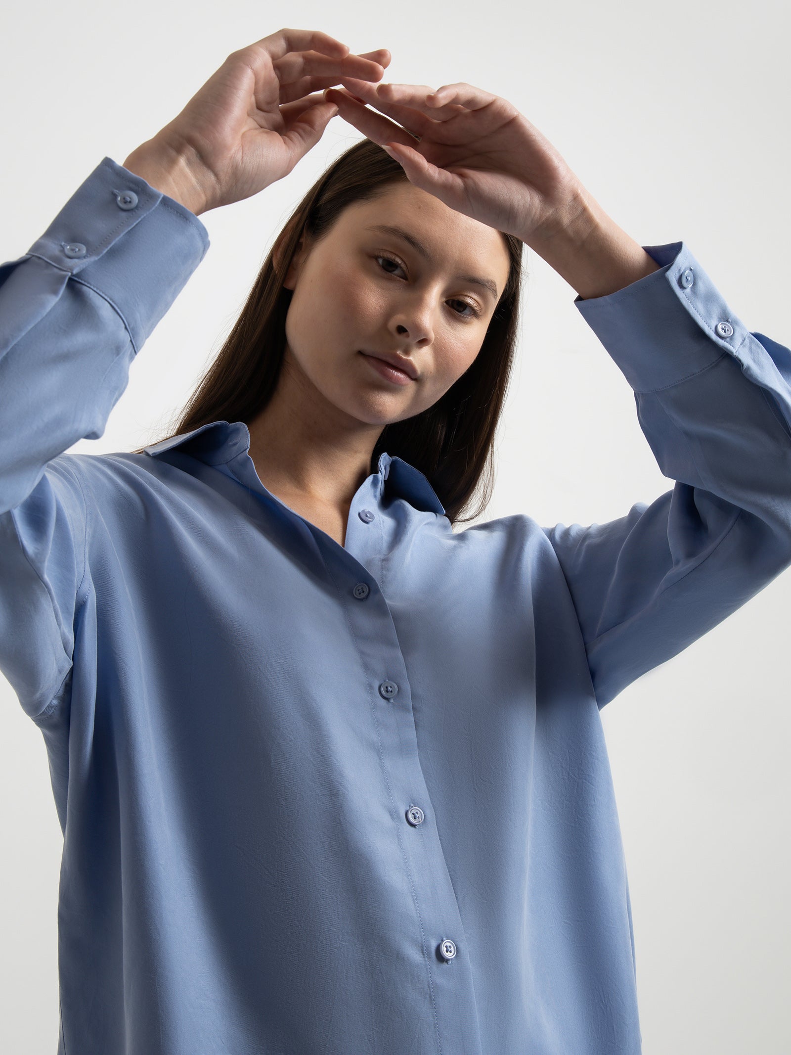 Rika Cupro Shirt in Mineral Blue