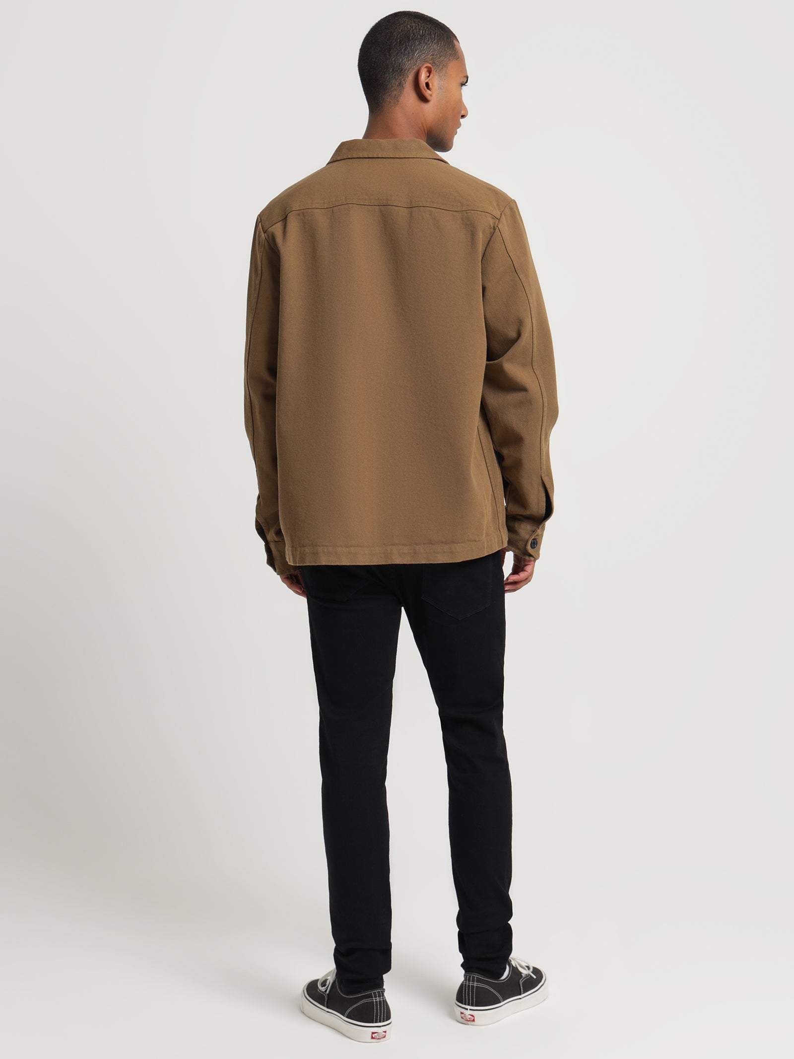 Heavy Twill Overshirt in Shaded Stone