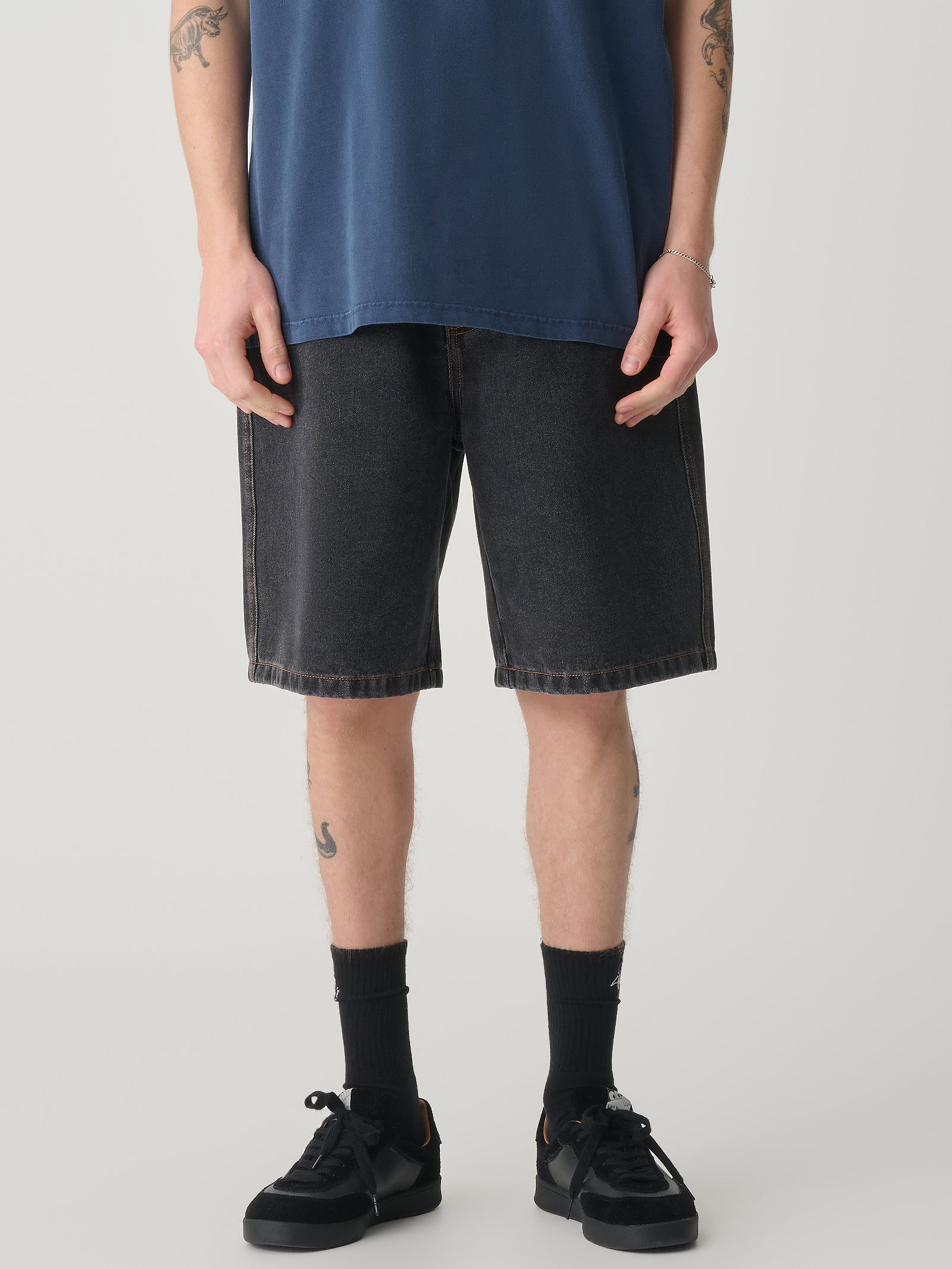 Denim Standard Short In Washed Black