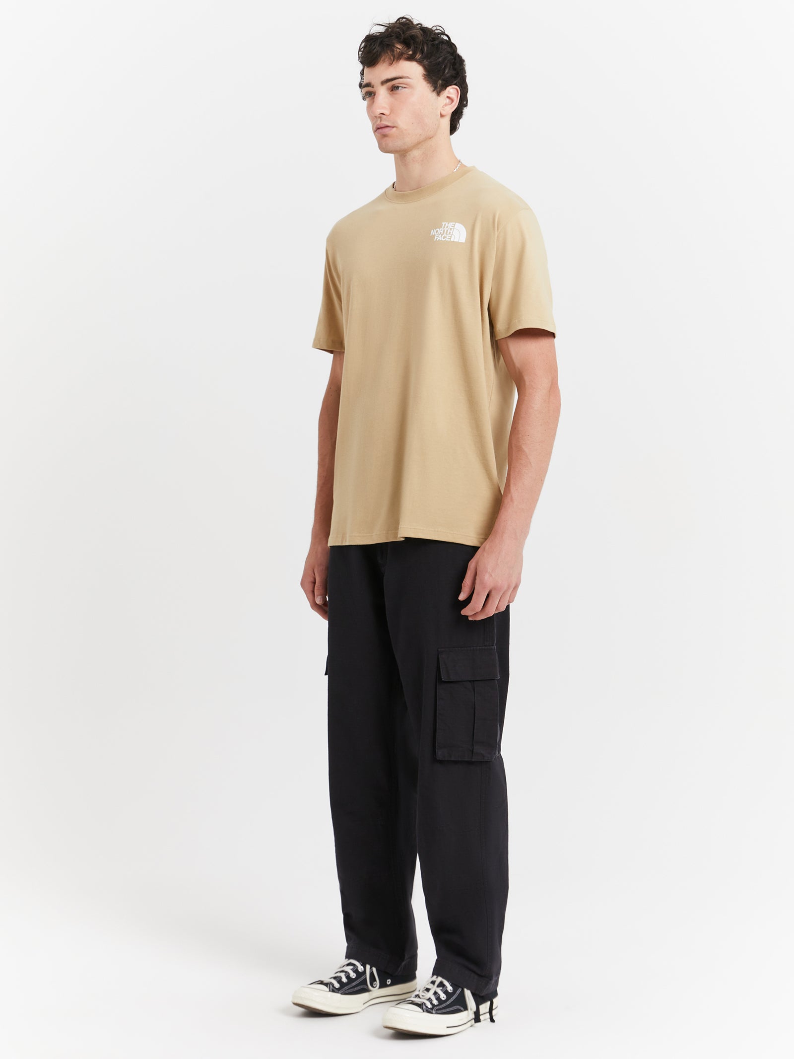 Short Sleeve Box T-Shirt in Khaki Stone Black