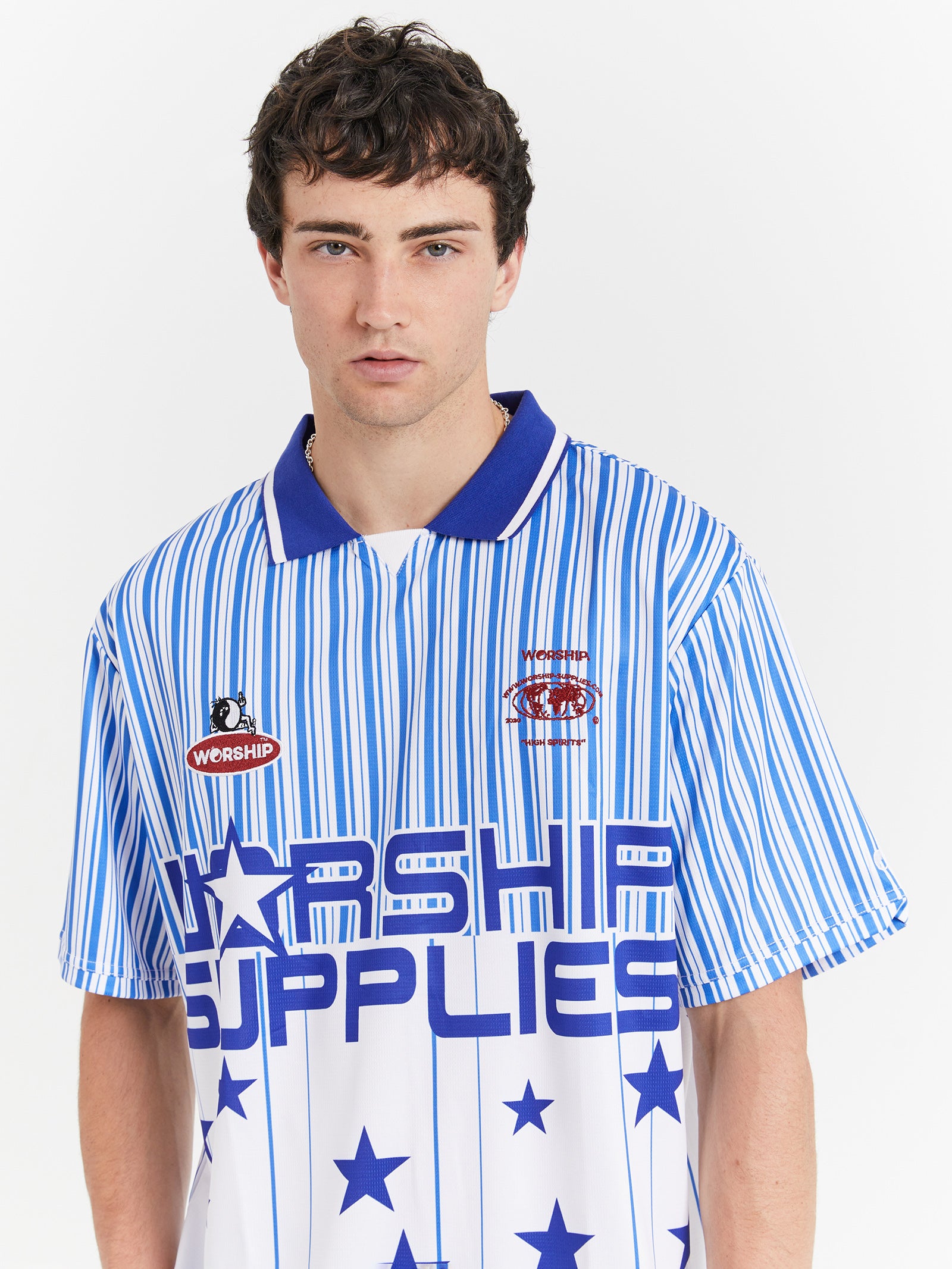 Star Stripe Football Jersey in Levitation Blue