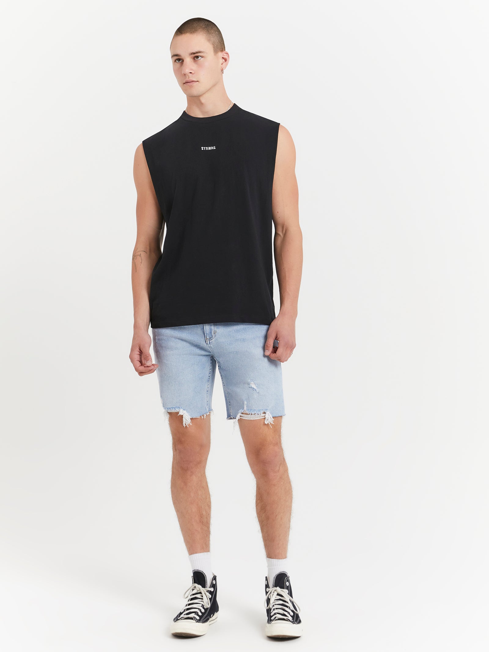 Minimal Thrills Merch Fit Muscle T-Shirt in Black