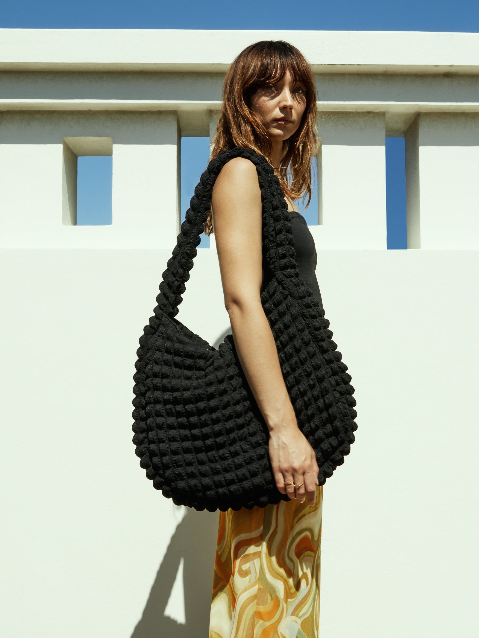 Puffy Shoulder Bag in Black