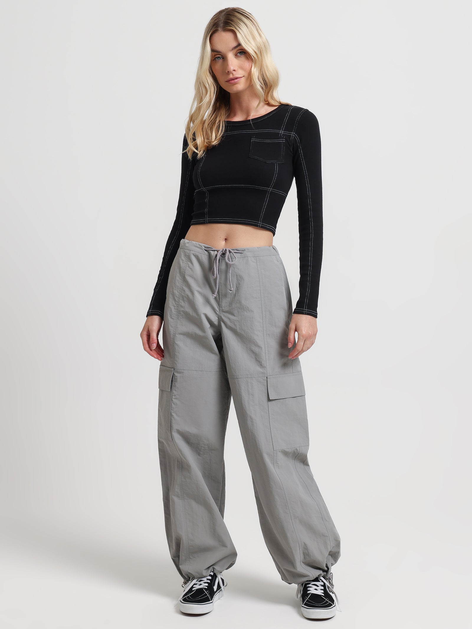 Parachute Cargo Pants in Grey