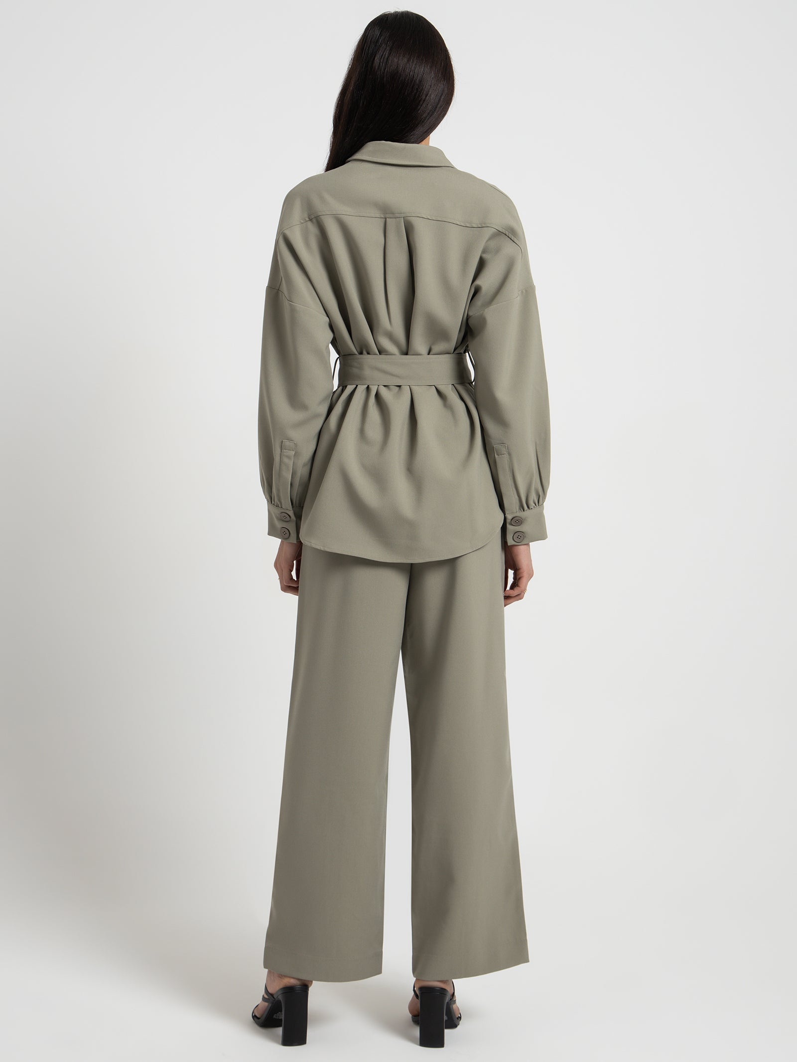 Manon Tie Front Shirt in Fog Green