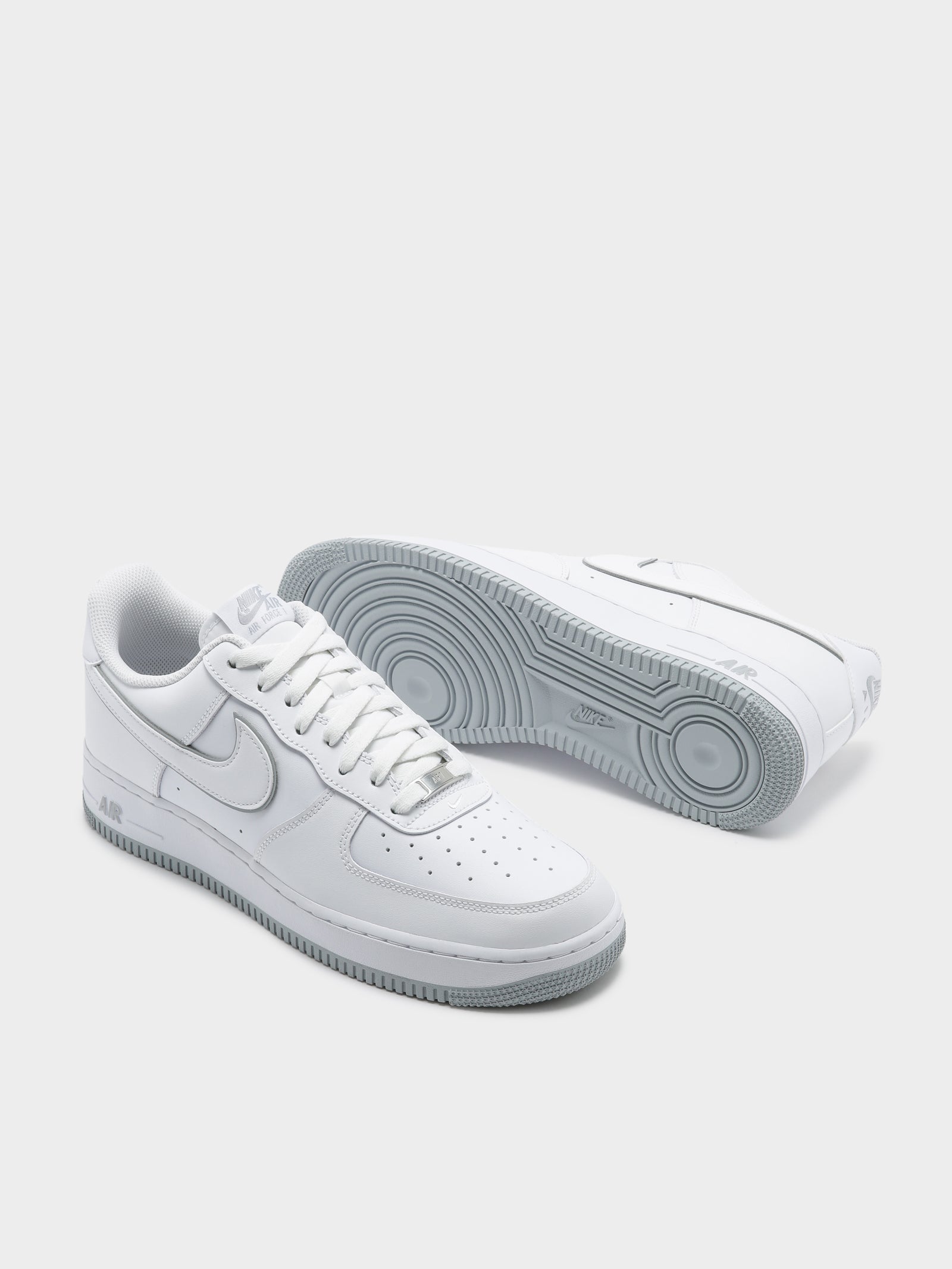 Mens Nike Air Force 1' Sneakers in White & Grey