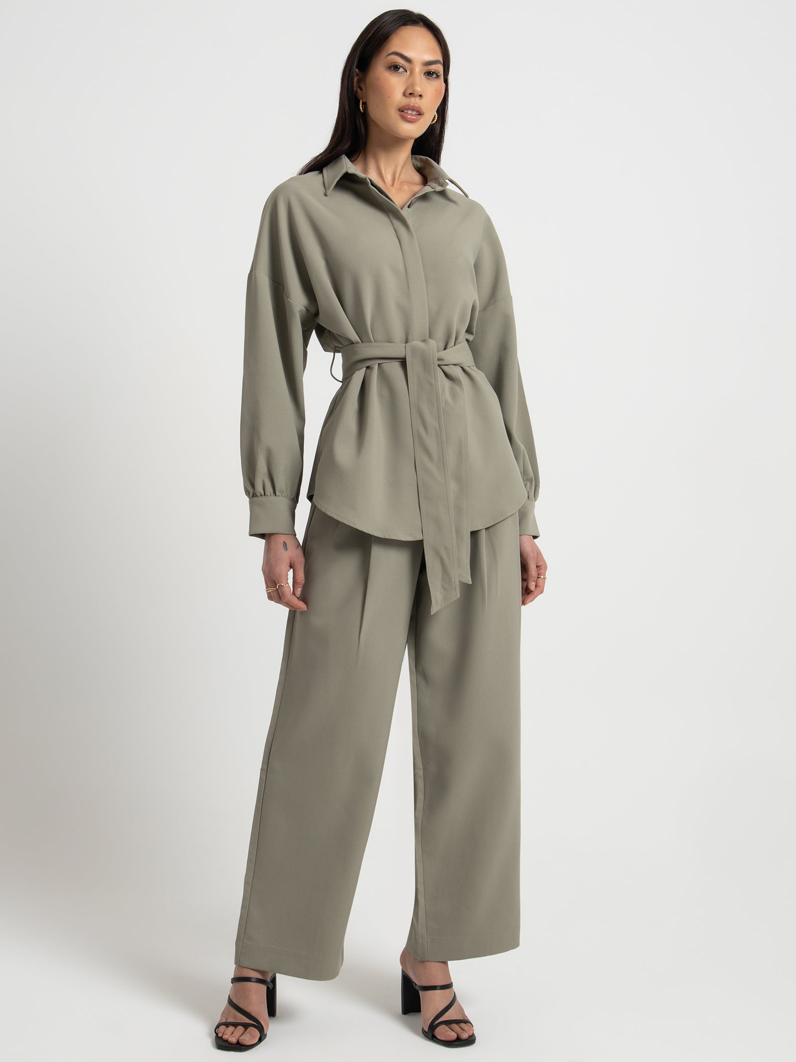 Manon Tailored Pant in Fog Green