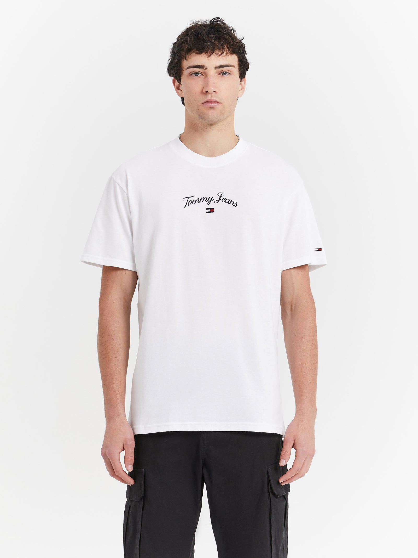 Relaxed Curved Serif Flag T-Shirt in White