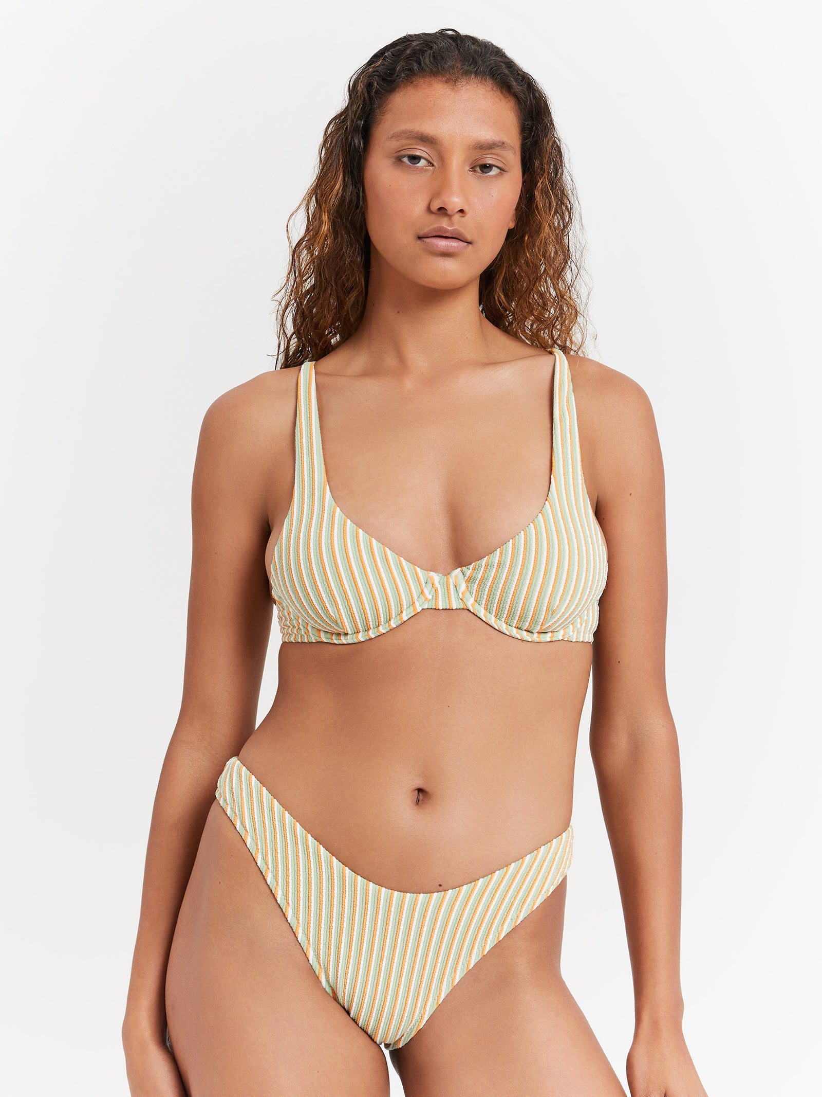 Sunbather Stripe Underwire Top in Green