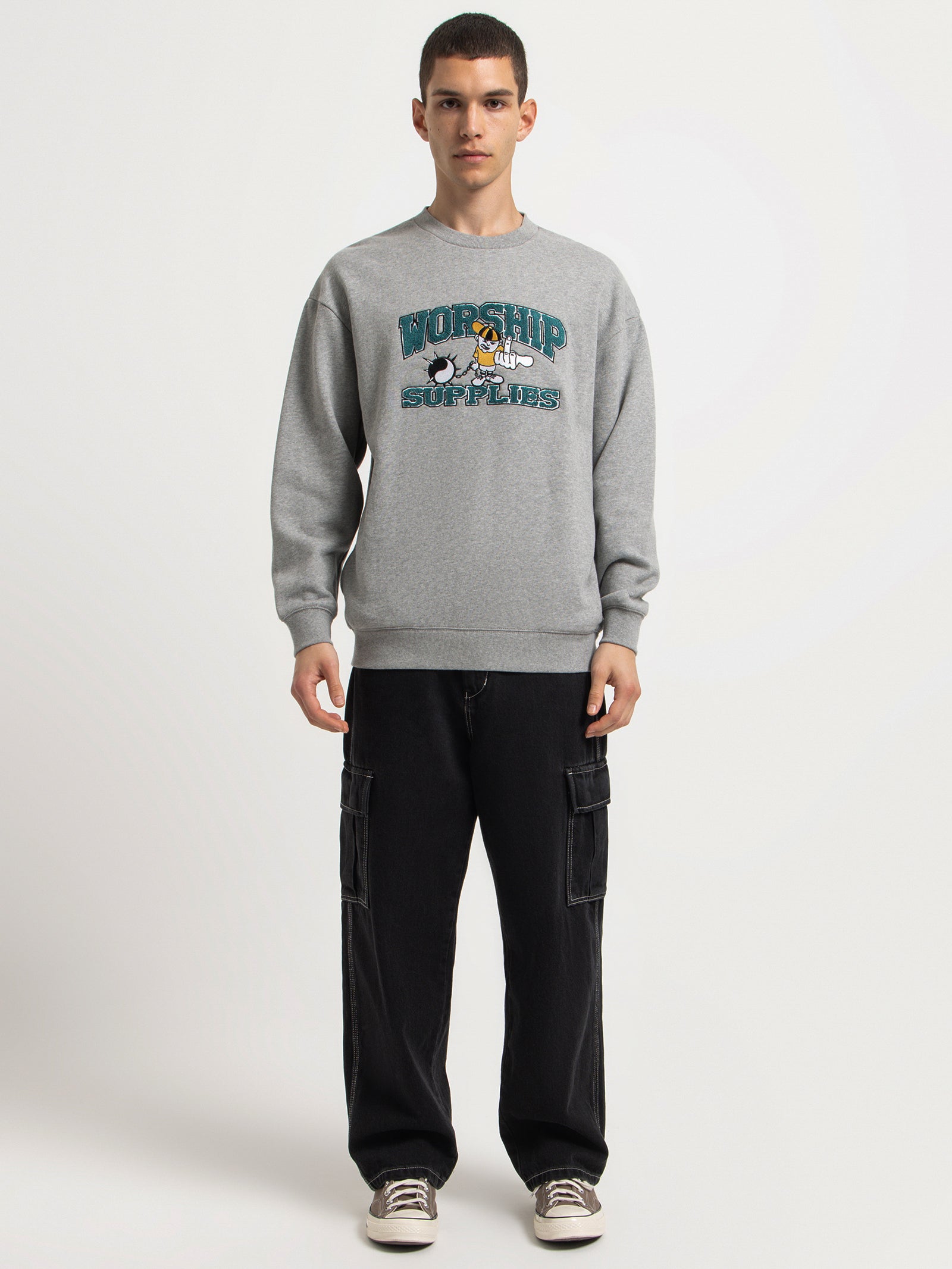 Freshman Crew Fleece in Grey Marle