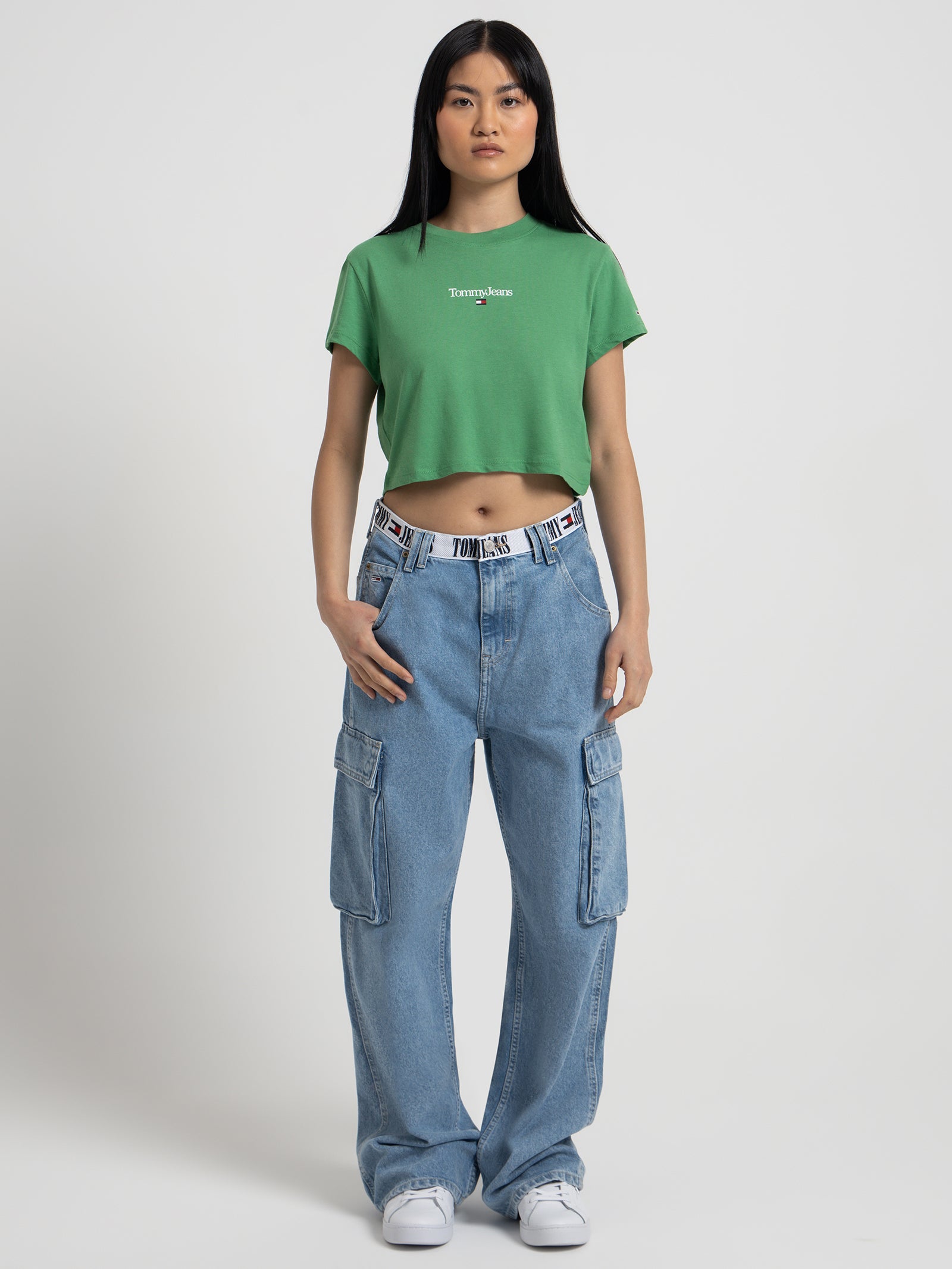 Essential Cropped Logo T-Shirt in Green