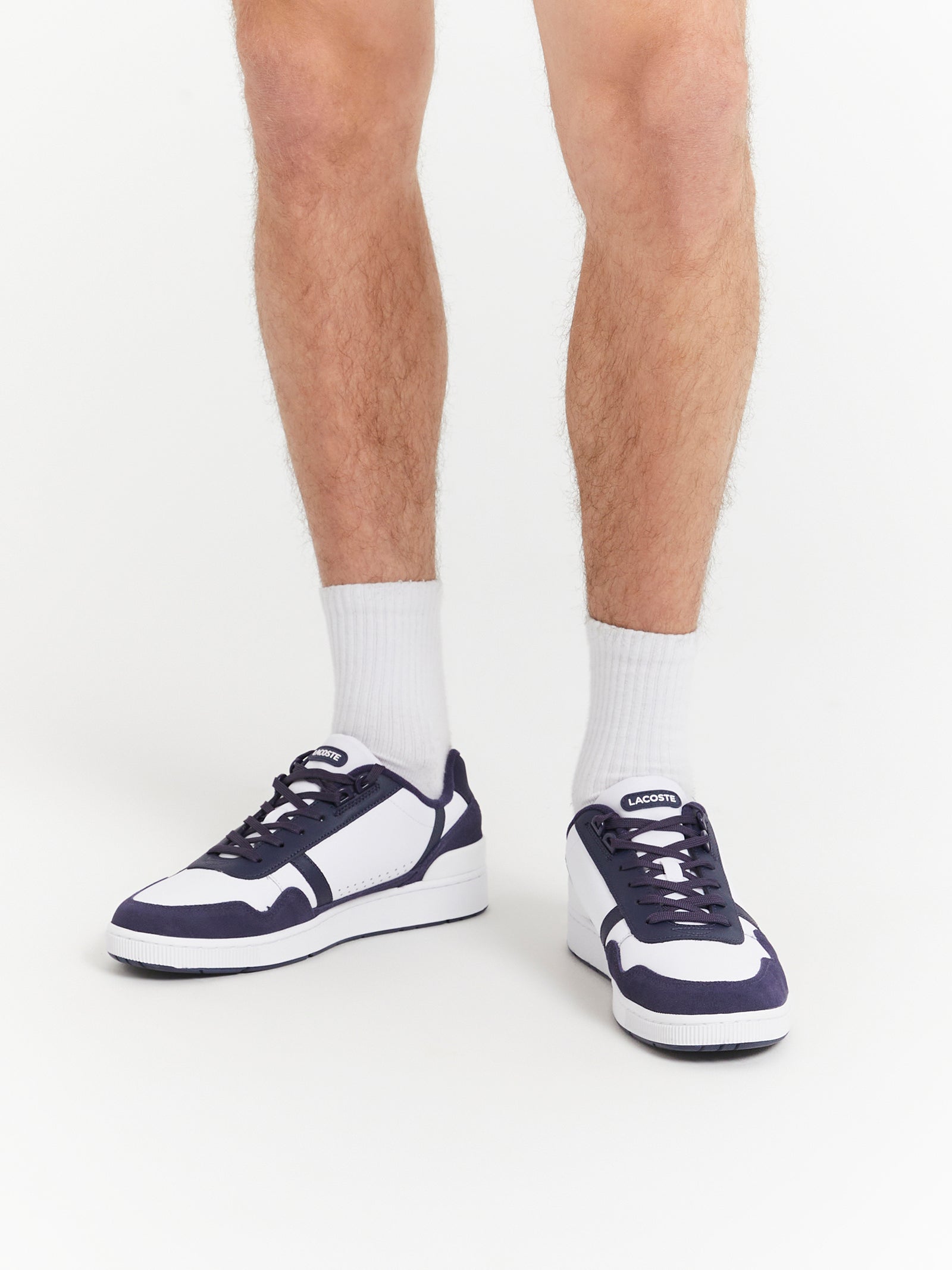 Mens Graphic Print T-Clip Sneakers in White & Navy