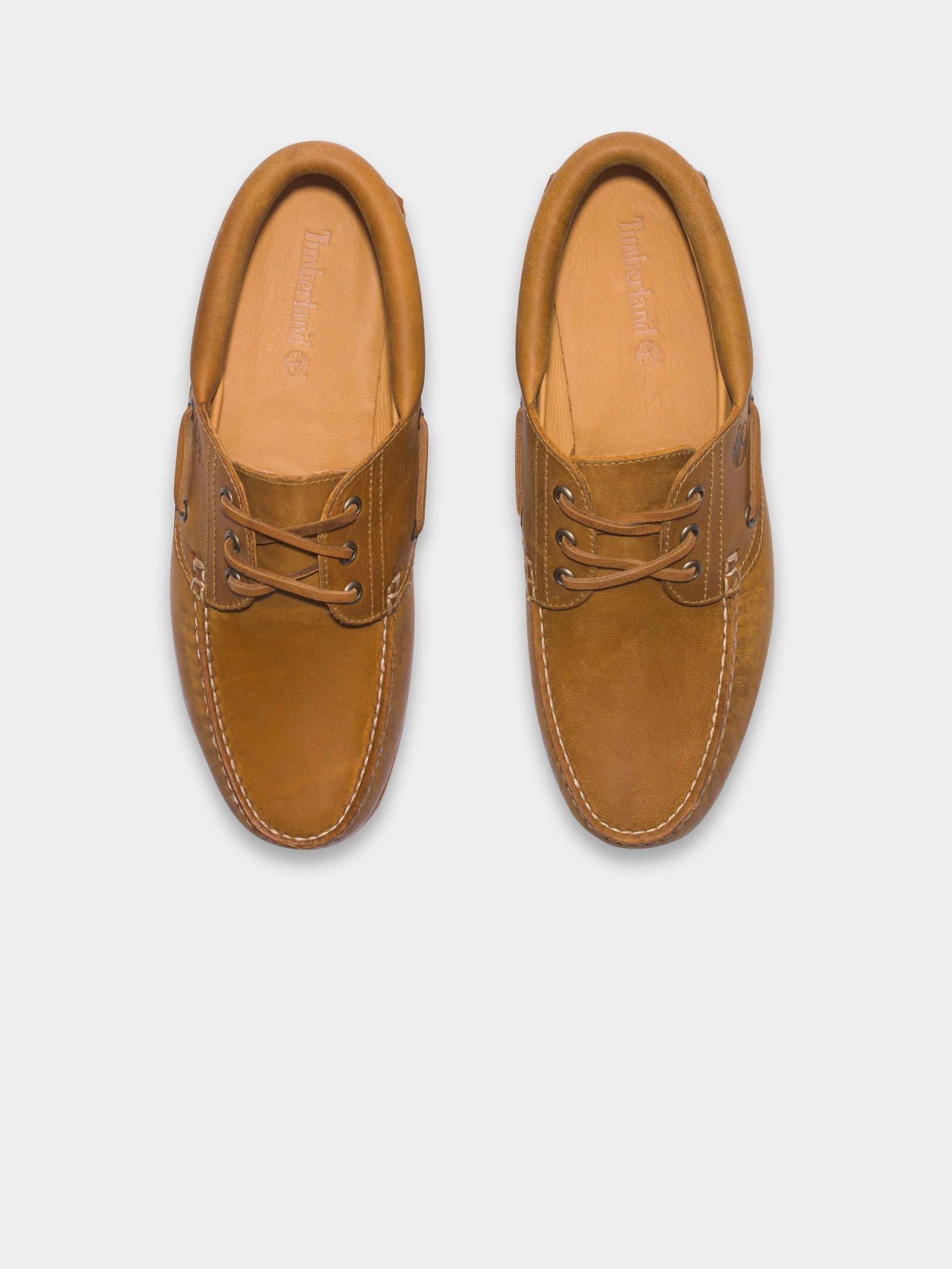 Mens 3 Eye Classic Lug Handsewn Boat Shoes in Tan