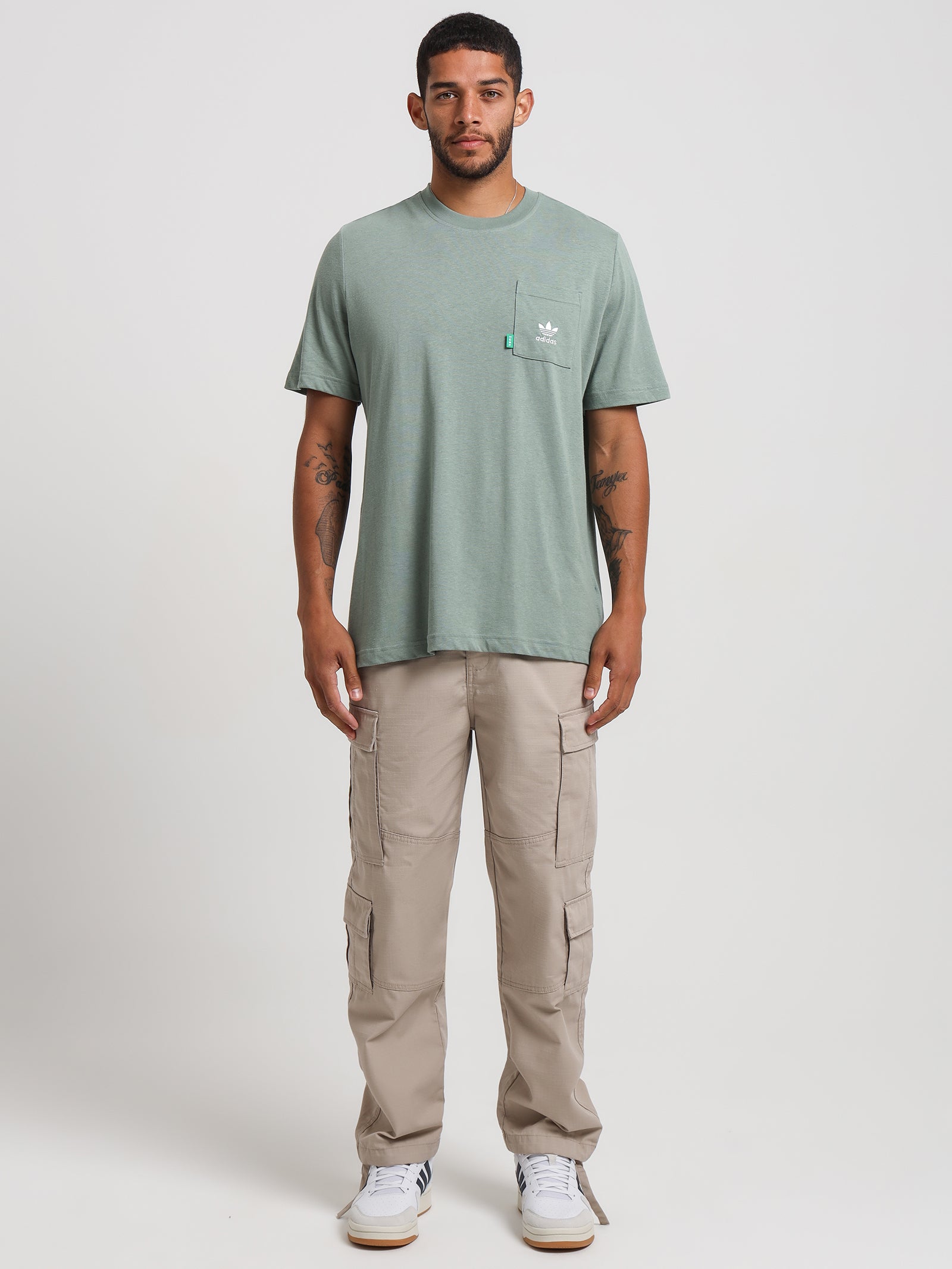 Essentials+ Made With Hemp T-Shirt in Silver Green