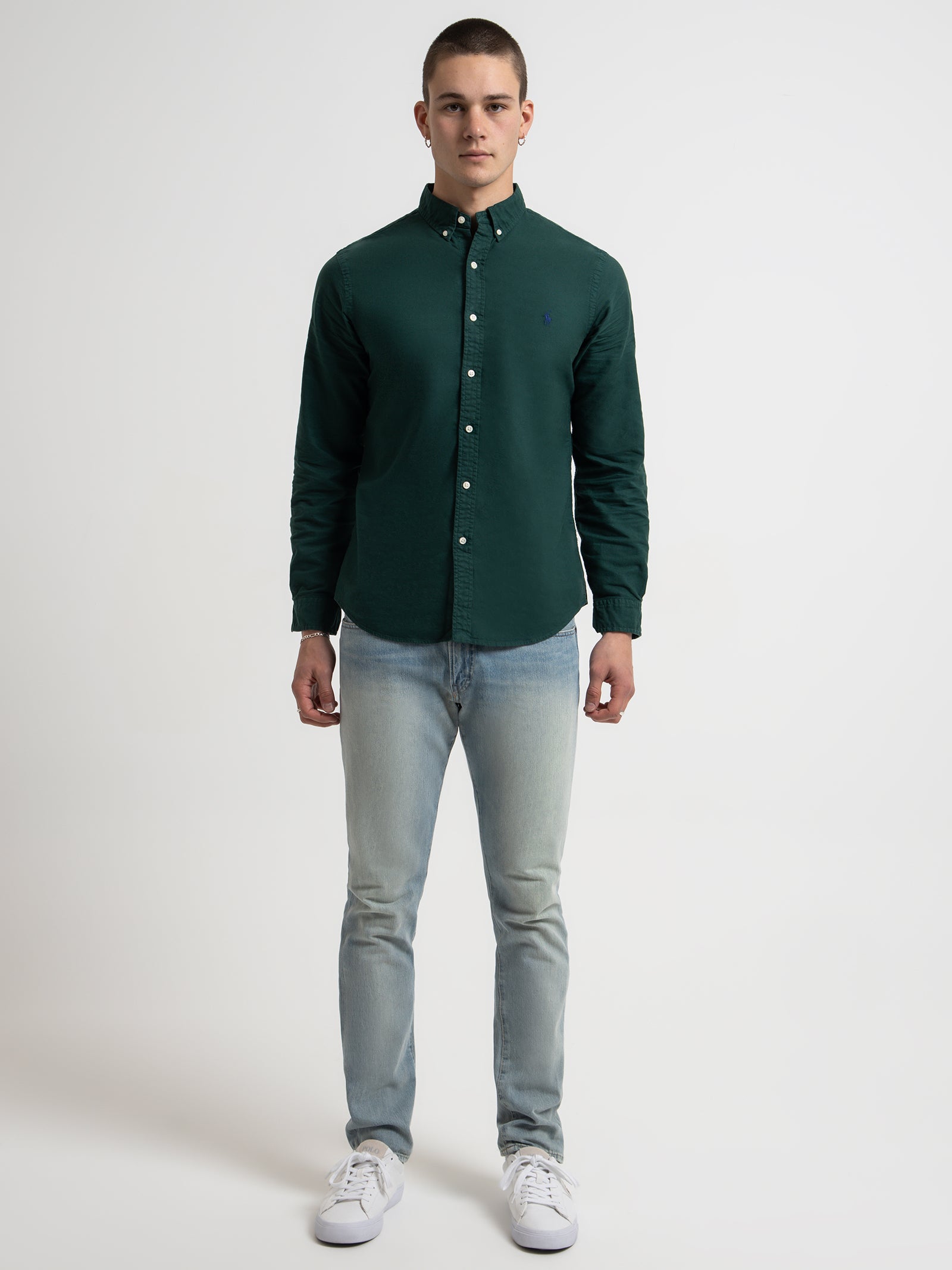 Slim Fit 40/1 GD Oxford Shirt in Green