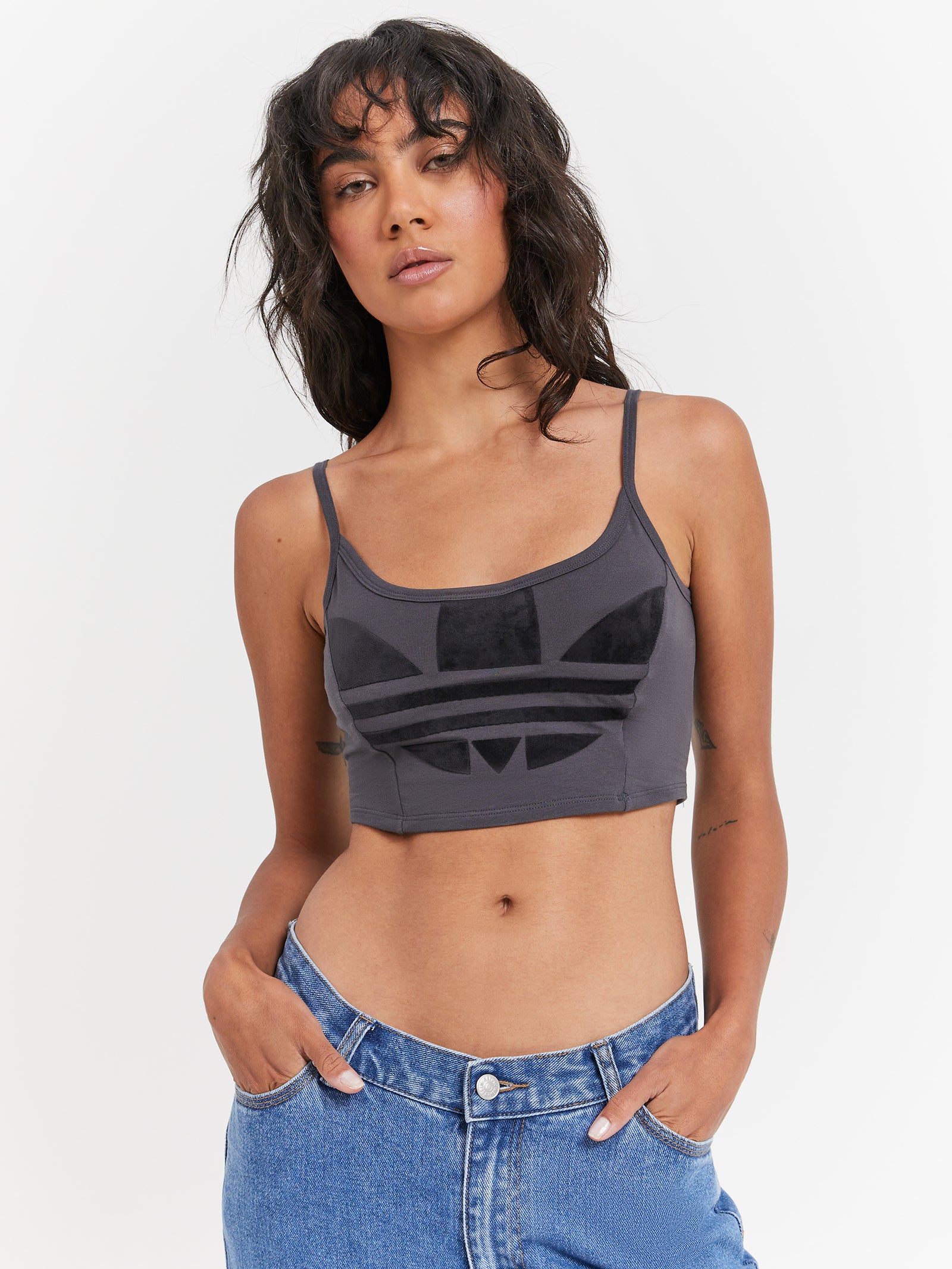 Large Trefoil Bra Top in Grey Six