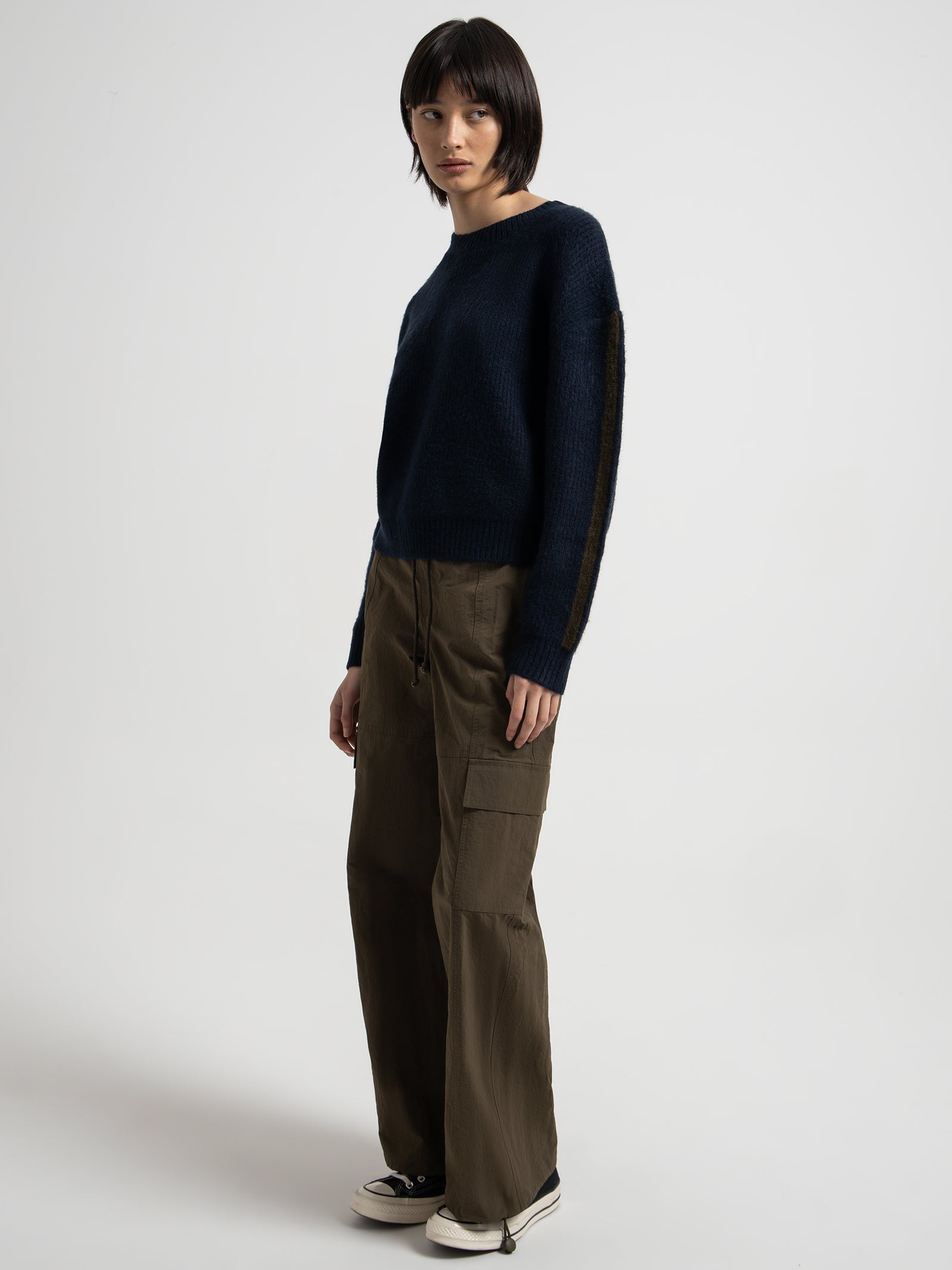 Remi Stripe Jumper in Marine Khaki