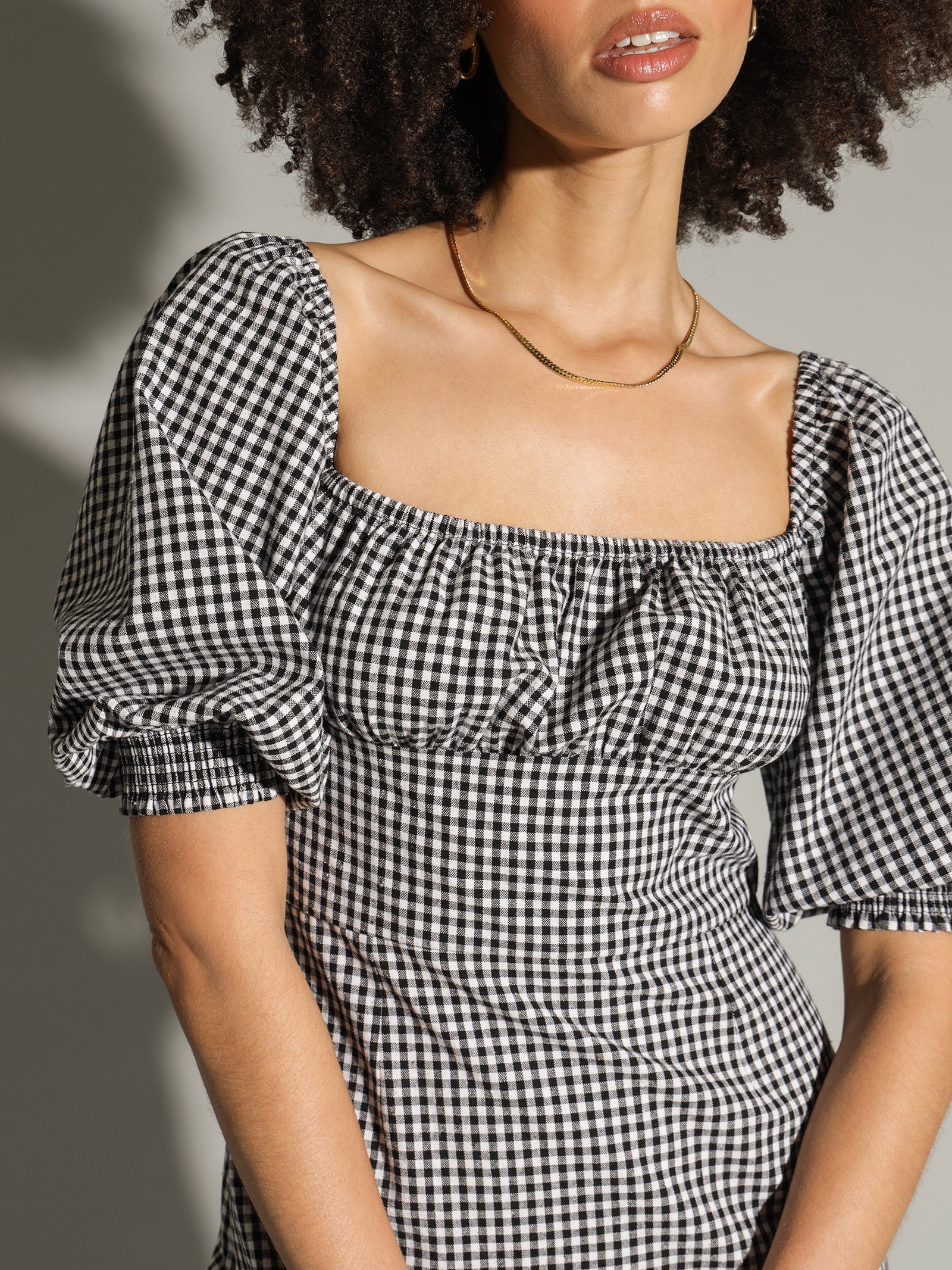 Tully Mini Dress in Black Gingham